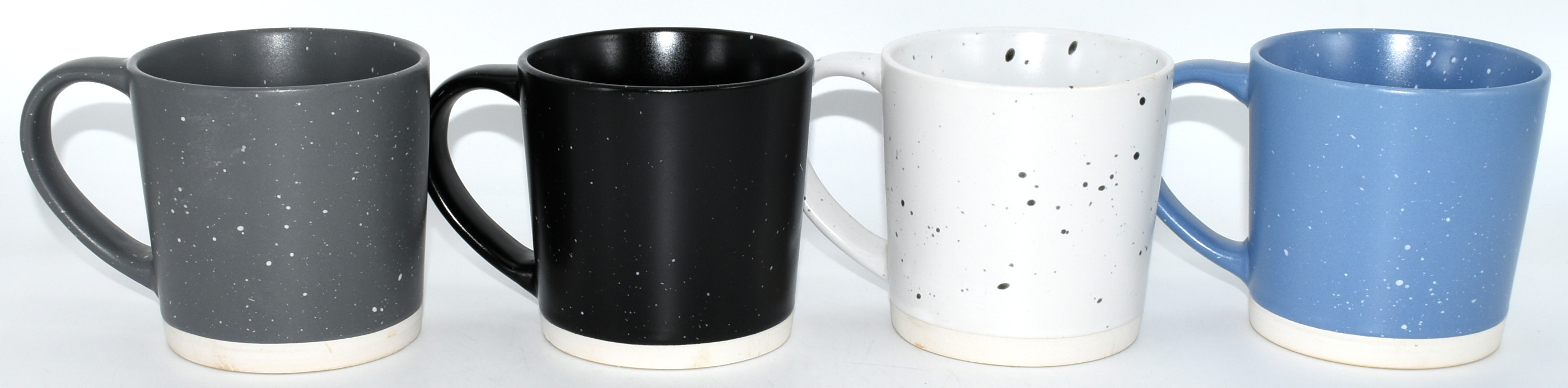 MUG,  14 OZ,  CERAMIC,  ASSORTED,  WHITE,  GREY,  BLUE AND BLACK