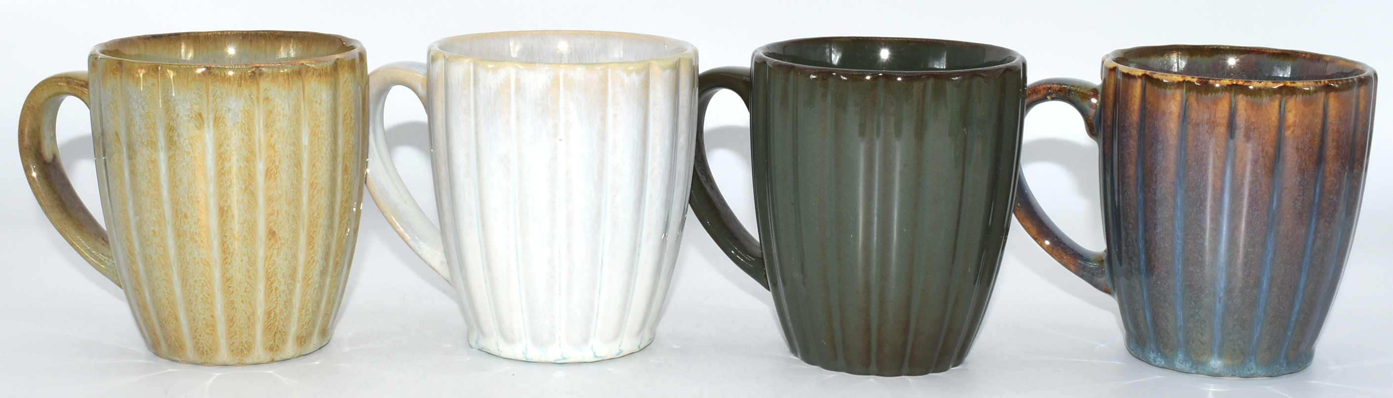 MUG,  12 OZ,  ASSORTED,  TEXTURED GREY,  BLUE,  TAN AND YELLOW
