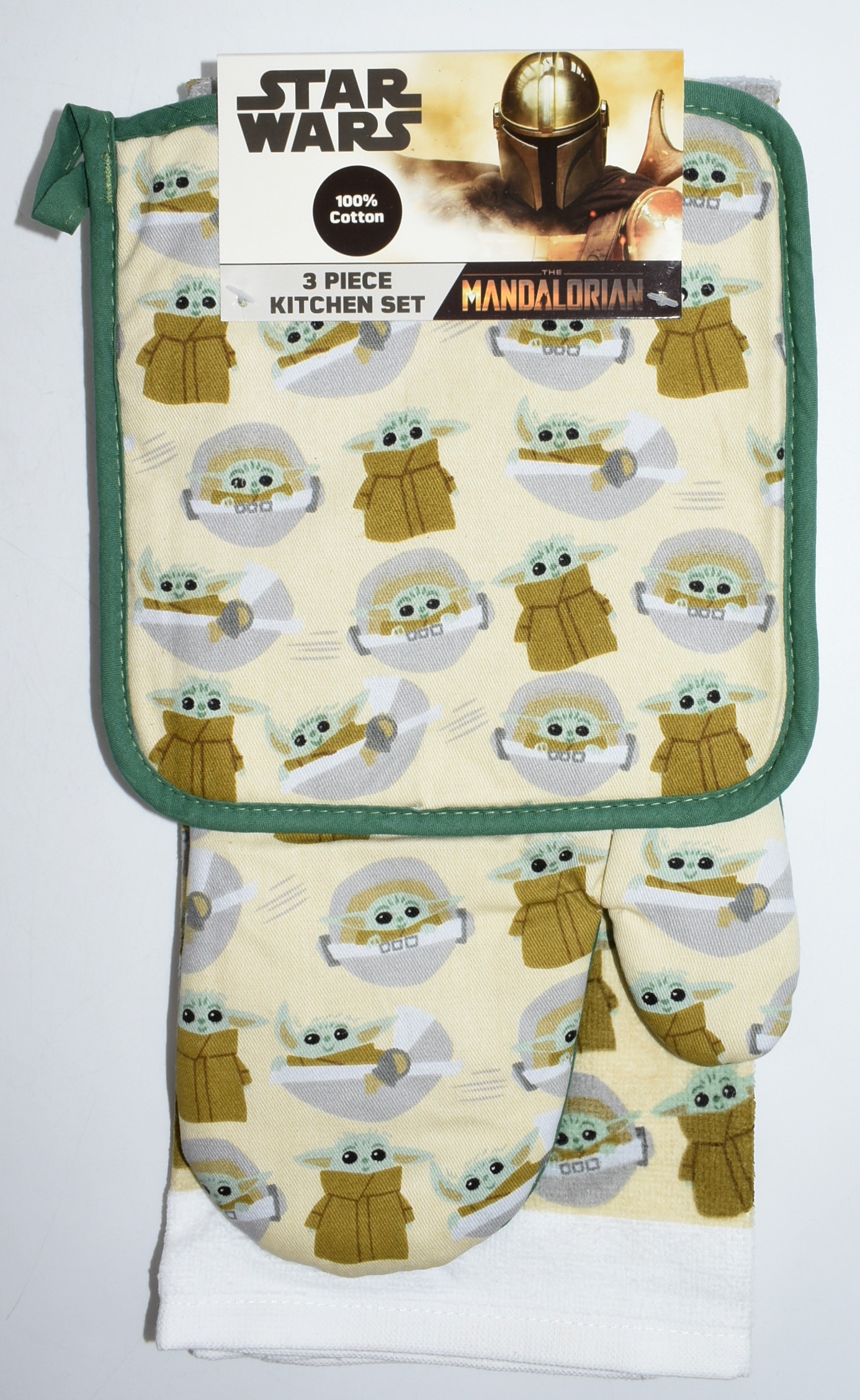 DISHTOWEL OVEN MITT POT HOLDER 3PC SET STAR WARS GROGU