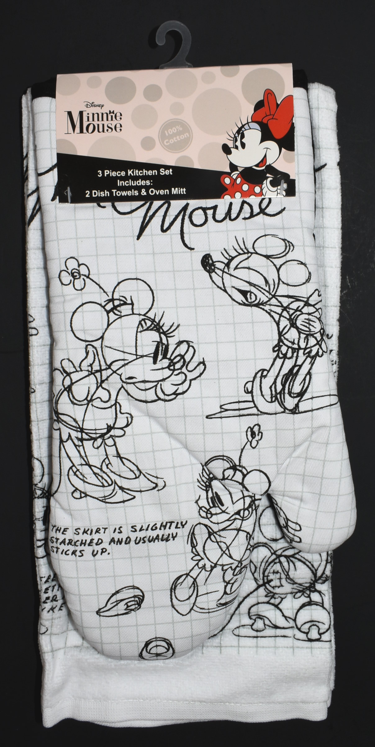 DISHTOWEL OVEN MITT 3PC SET MINNIE SKETCHBOOK