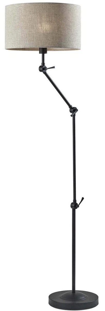 LAMP,  FLOOR,  65H,  ADJUSTABLE,  BLACK BASE,  BEIGE SHADE,  CUL