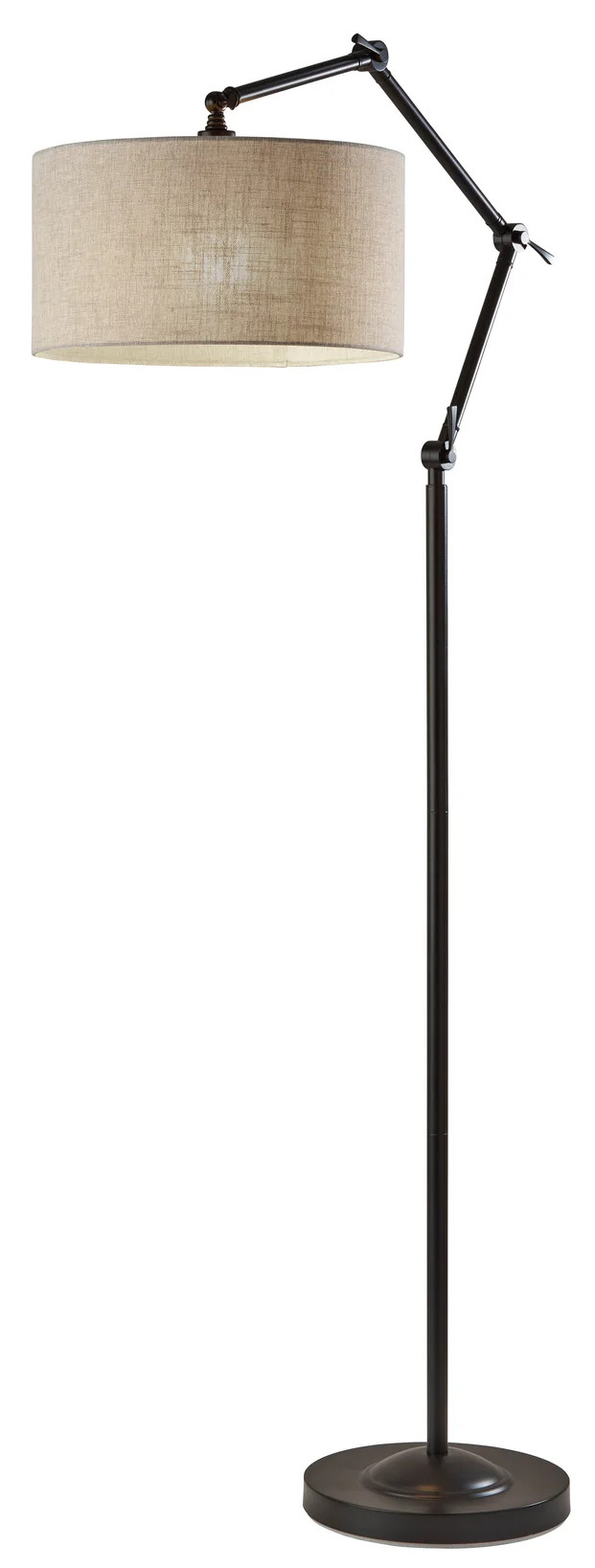 LAMP,  FLOOR,  64-77H,  DARK BRONZE BASE,  BEIGE SHADE
