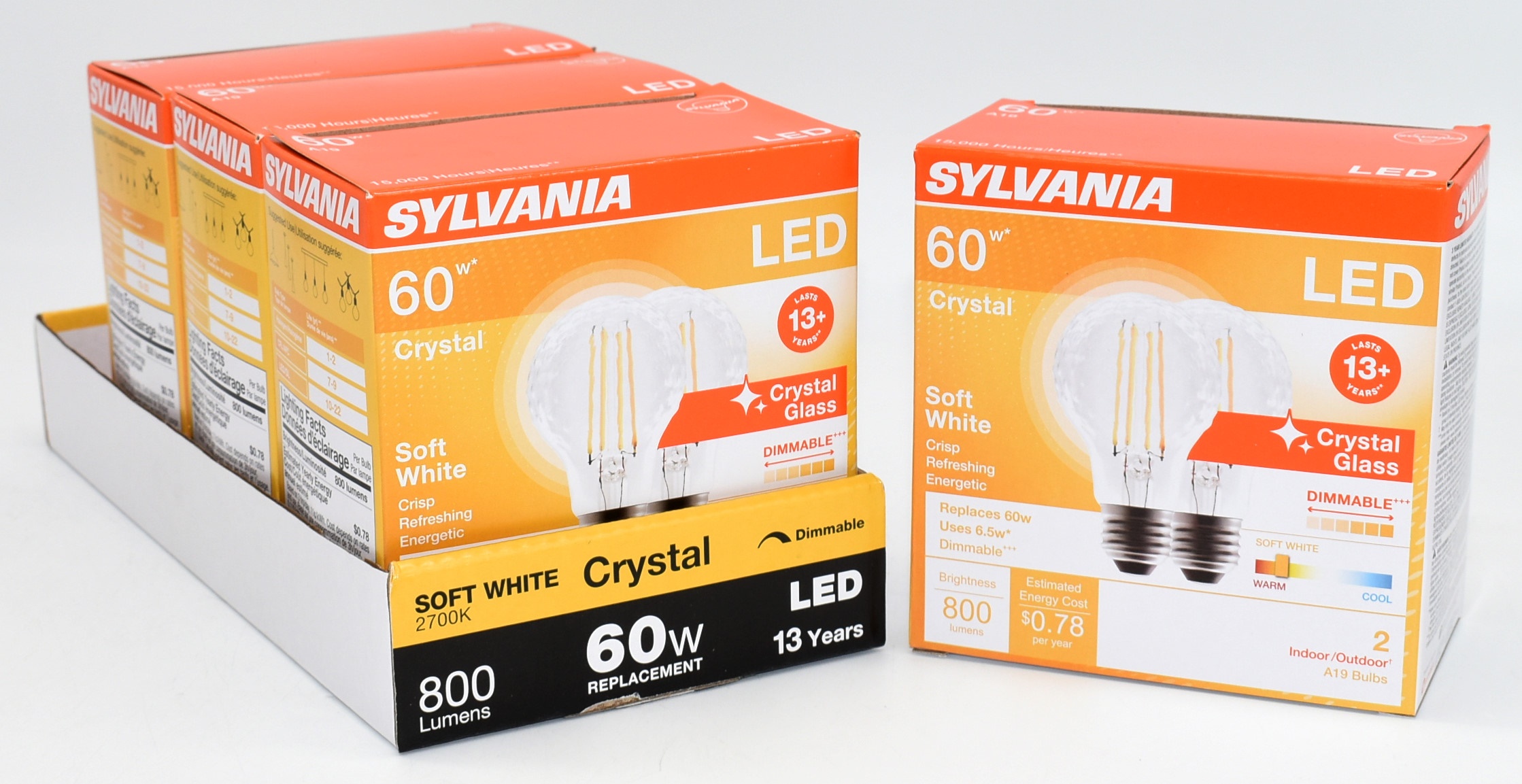 LIGHT BULB 2PK 6.5W A19 SYLVANIA 2700k 60W EQUIVALENT