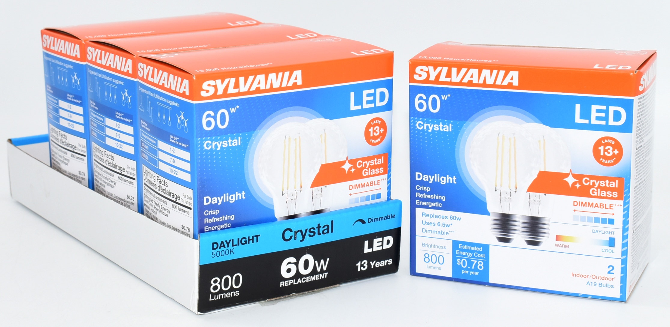 LIGHT BULB 2PK 6.5W A19 SYLVANIA 5000K 60W EQUIVALENT