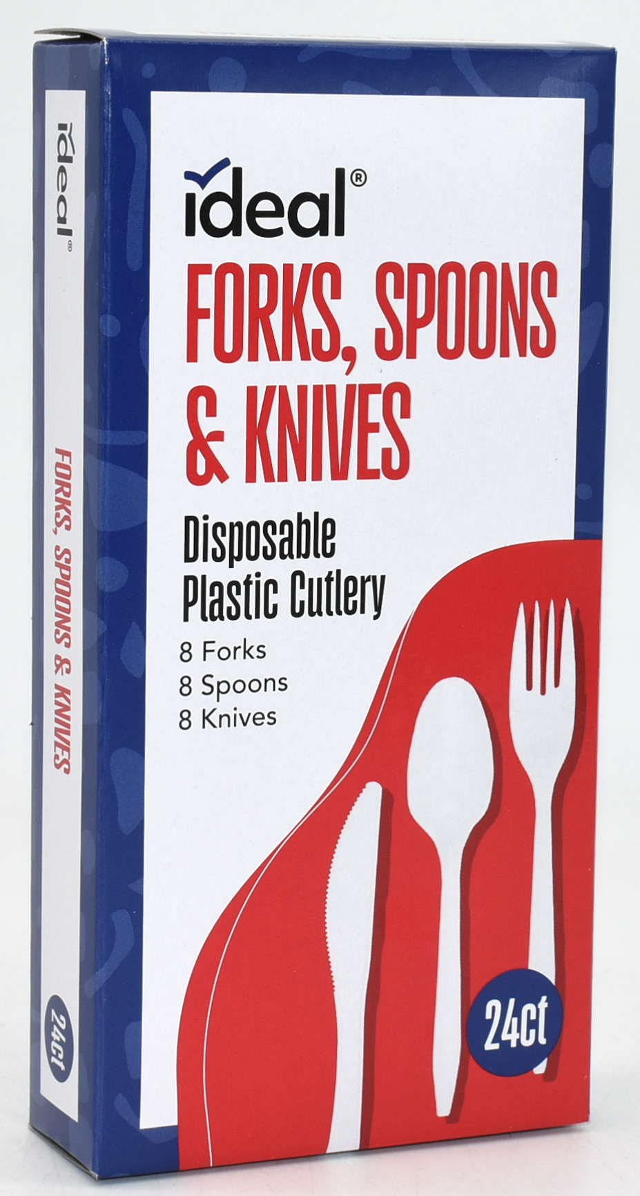 CUTLERY 24 COUNT ASST. WHITE PLASTIC IDEAL