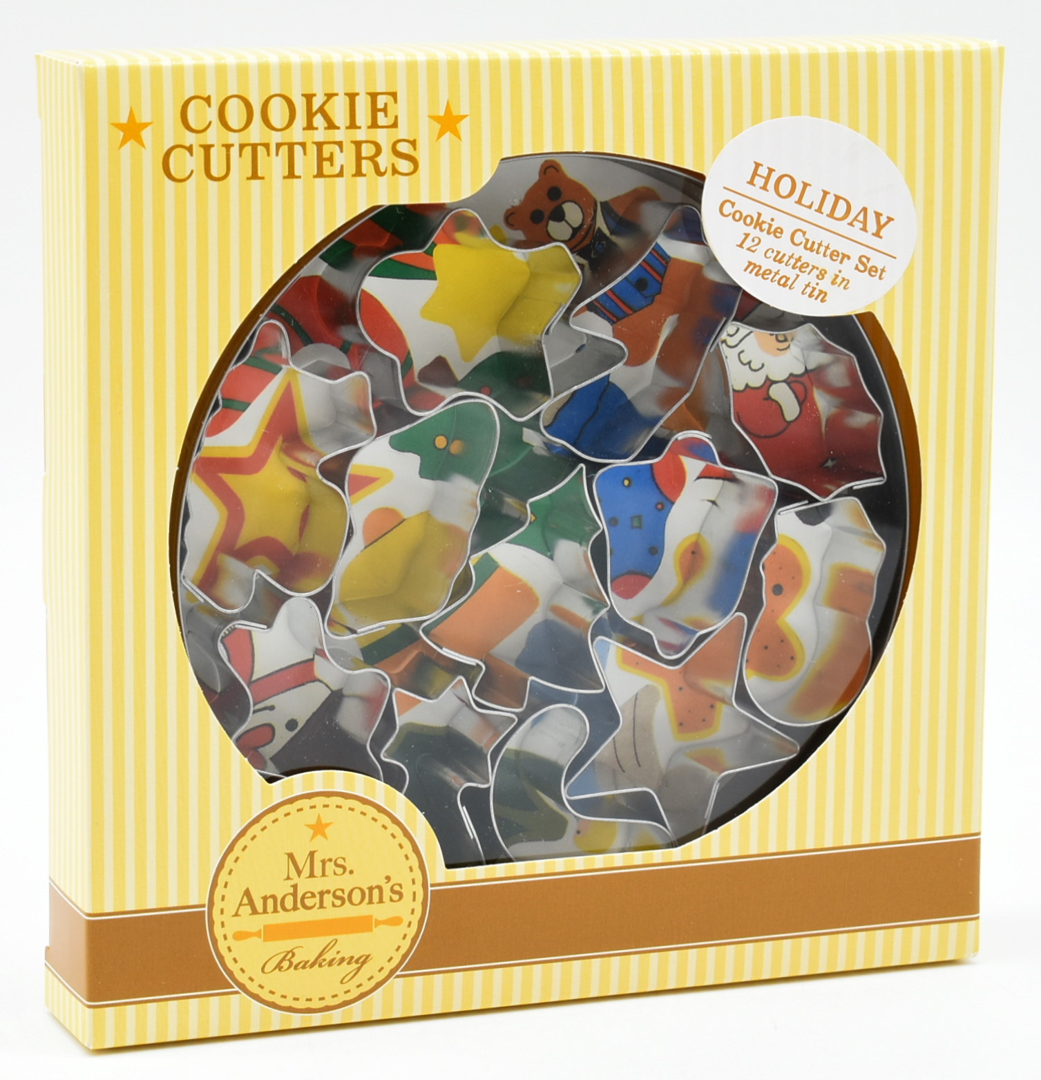 COOKIE CUTTER ST, 12PC IN METAL TIN, HOLIDAY, WINDOW BOX