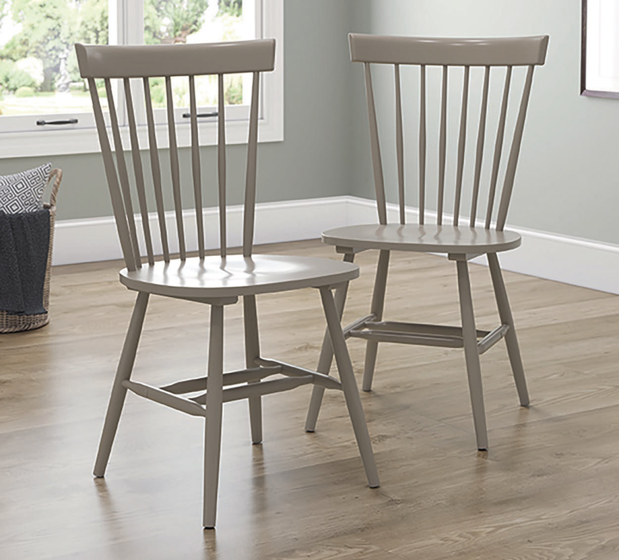 CHAIRS,  DINING,  2 PK,  SPINDLE BACK,  GREY