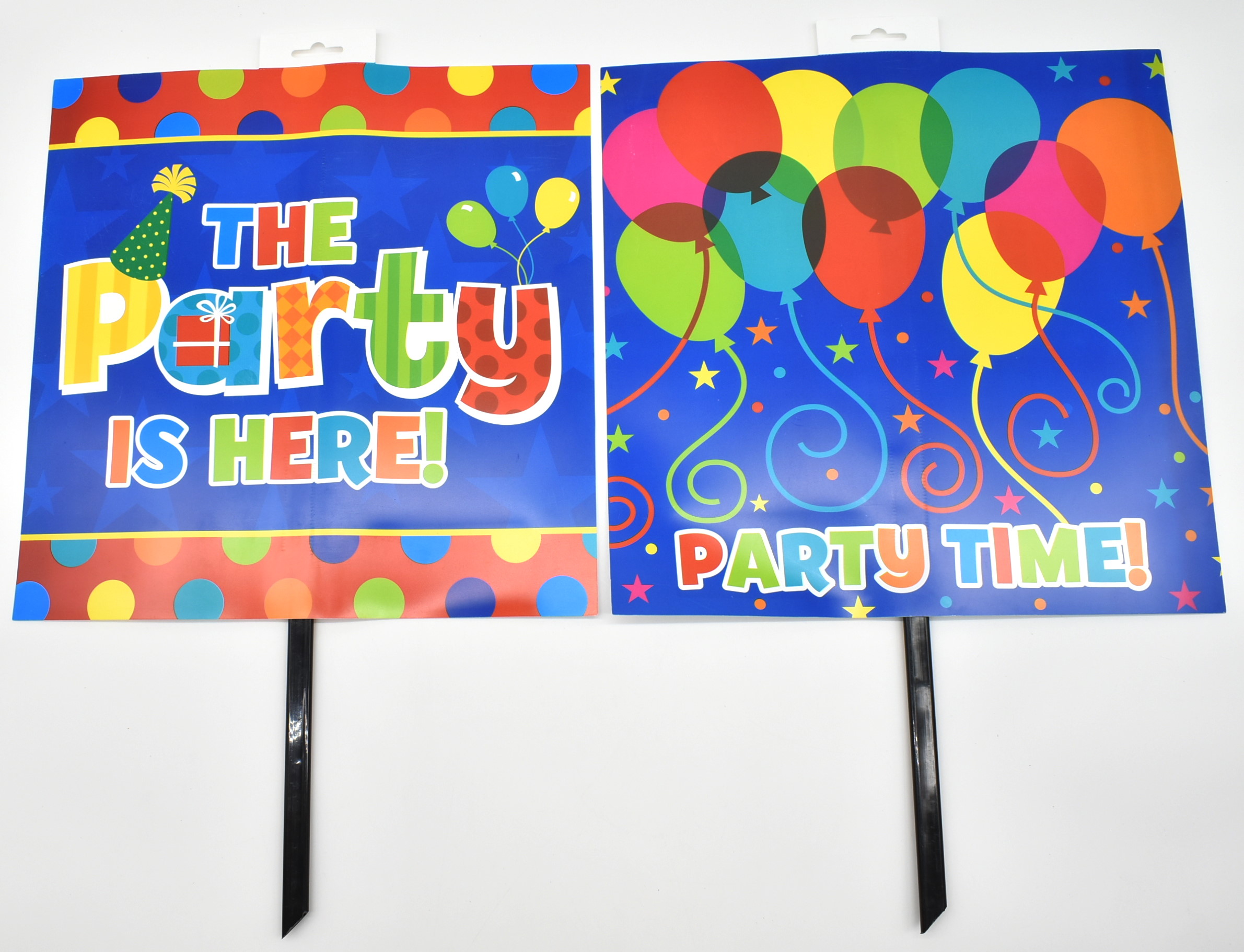 SIGN, OUTDOOR YARD,  PARTY TIME,  THE PARTY IS HERE, 15IN. X 14IN