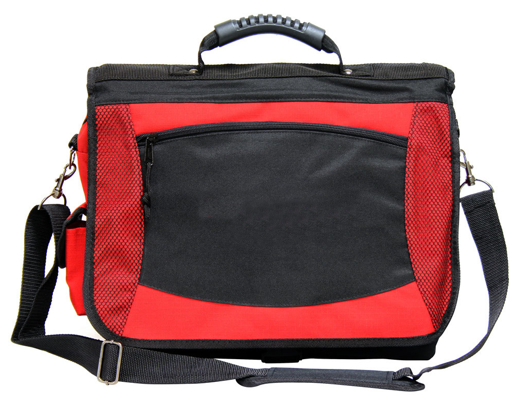 MESSENGER BAG,  FLAP OVER,  WITH SHOULDER STRAP,  RED