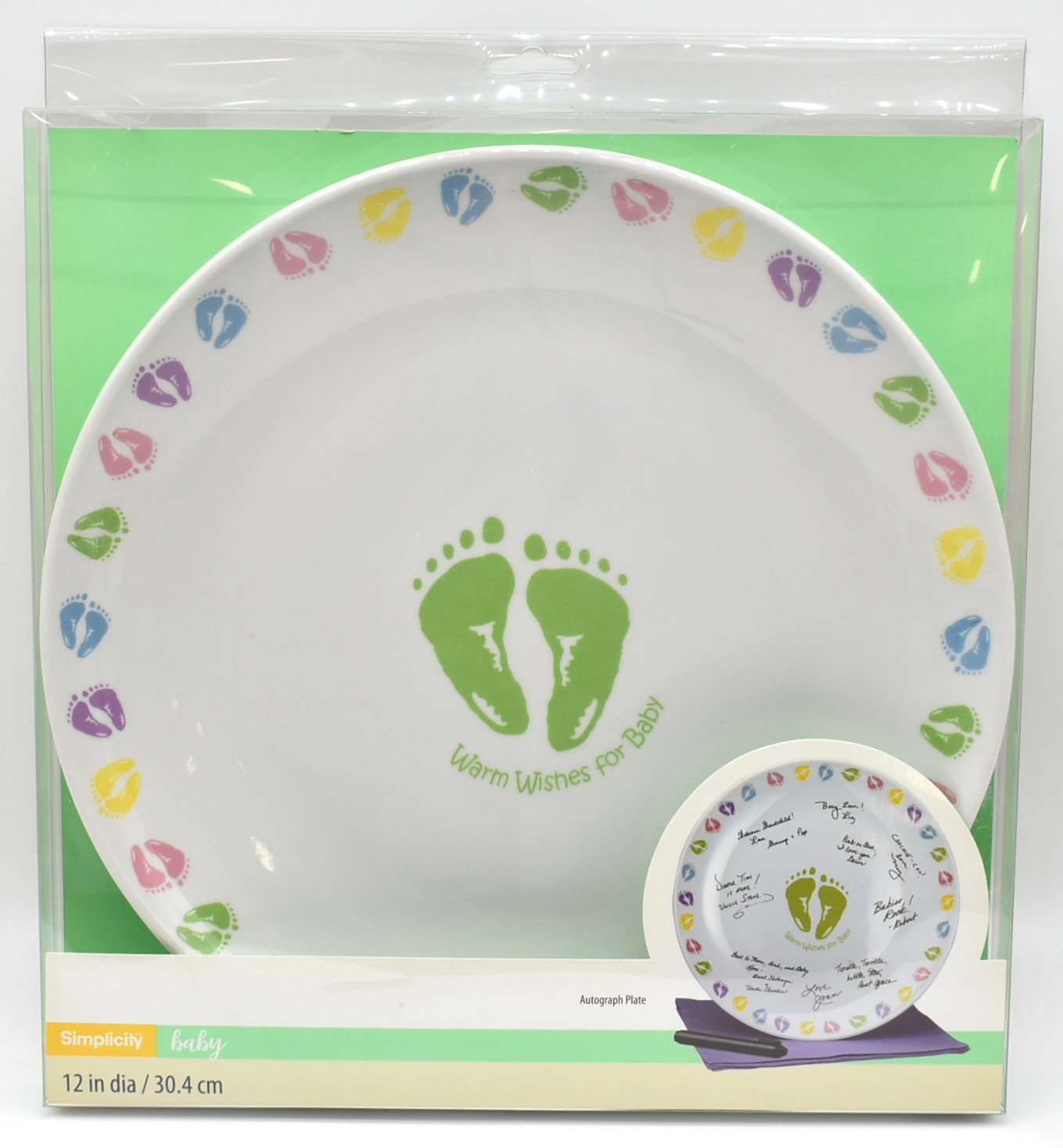 PLATE, 12IN, BABY FEET, AUTOGRAPH