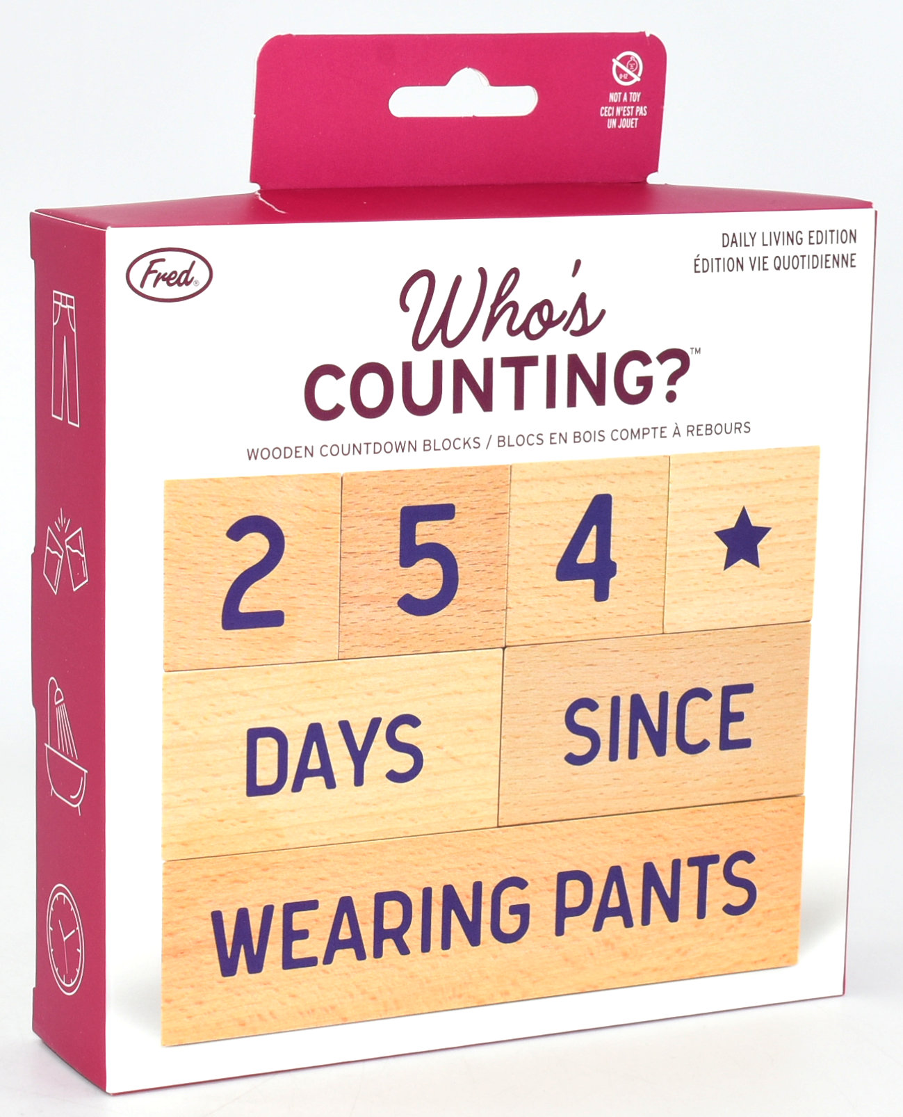 WOODEN COUNTDOWN BLOCKS, WHOS COUNTING, FRED