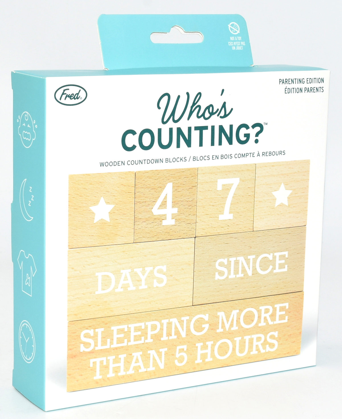 WOODEN COUNTDOWN BLOCKS,  PARENTING, FRED