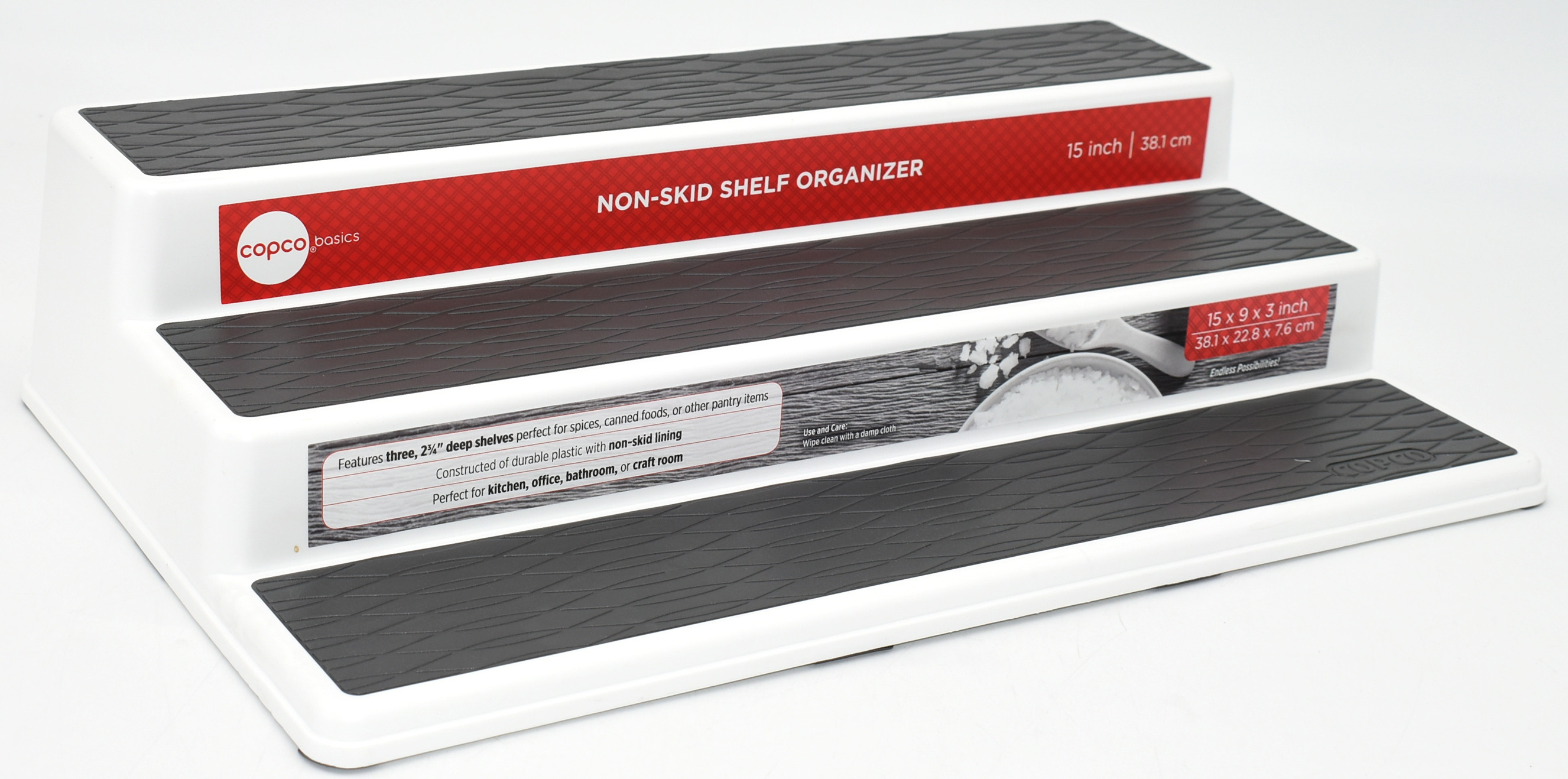 CABINET ORGANIZER 3 TIER GREY COPCO 15X9X3.4