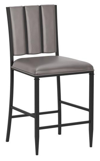 STOOL,  COUNTER,  RTA,  BLACK METAL FRAME,  GRAY SEAT