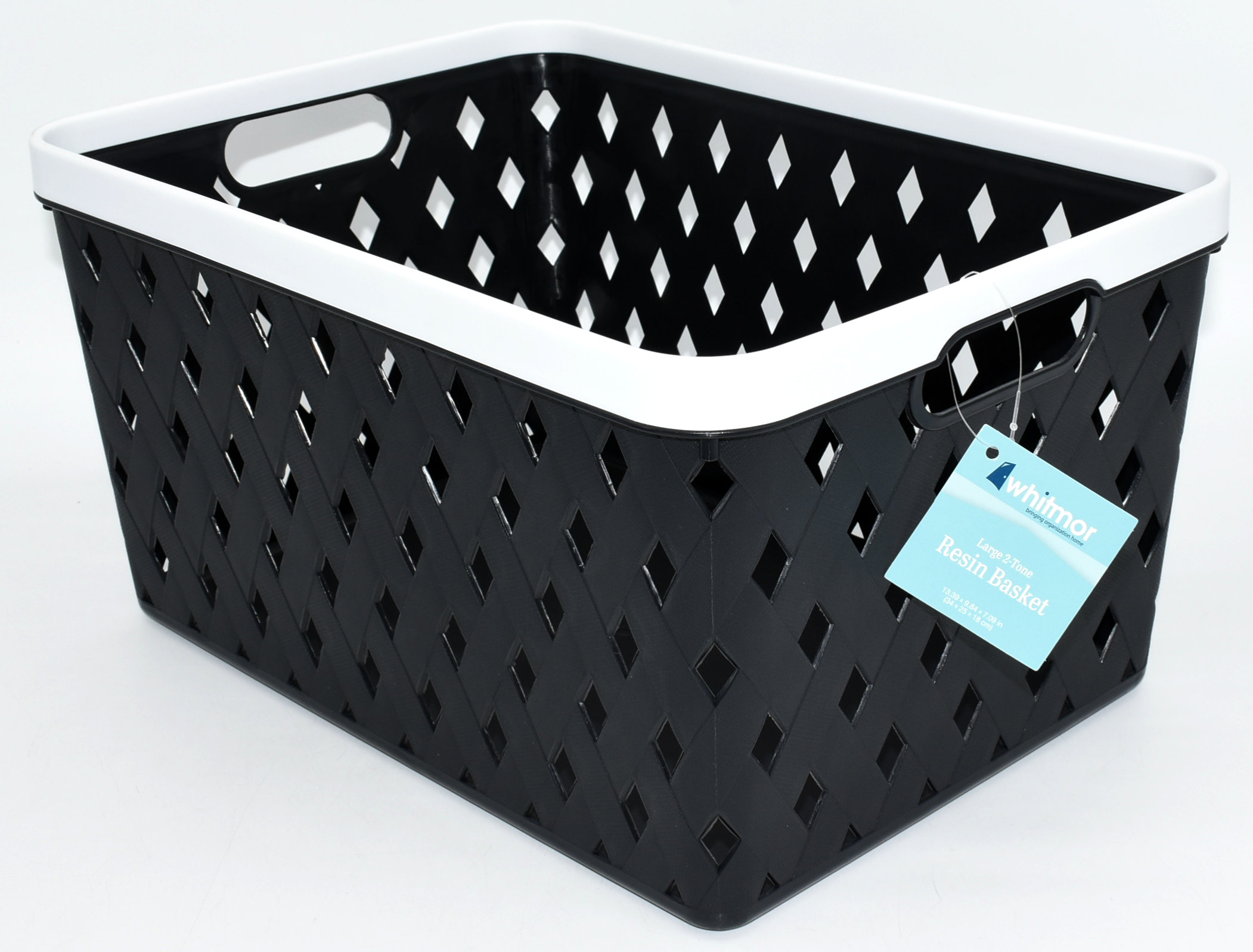 BASKET 2 TONE RESIN JET BLACK & BRIGHT WHITE 9.84X7.09X13.39