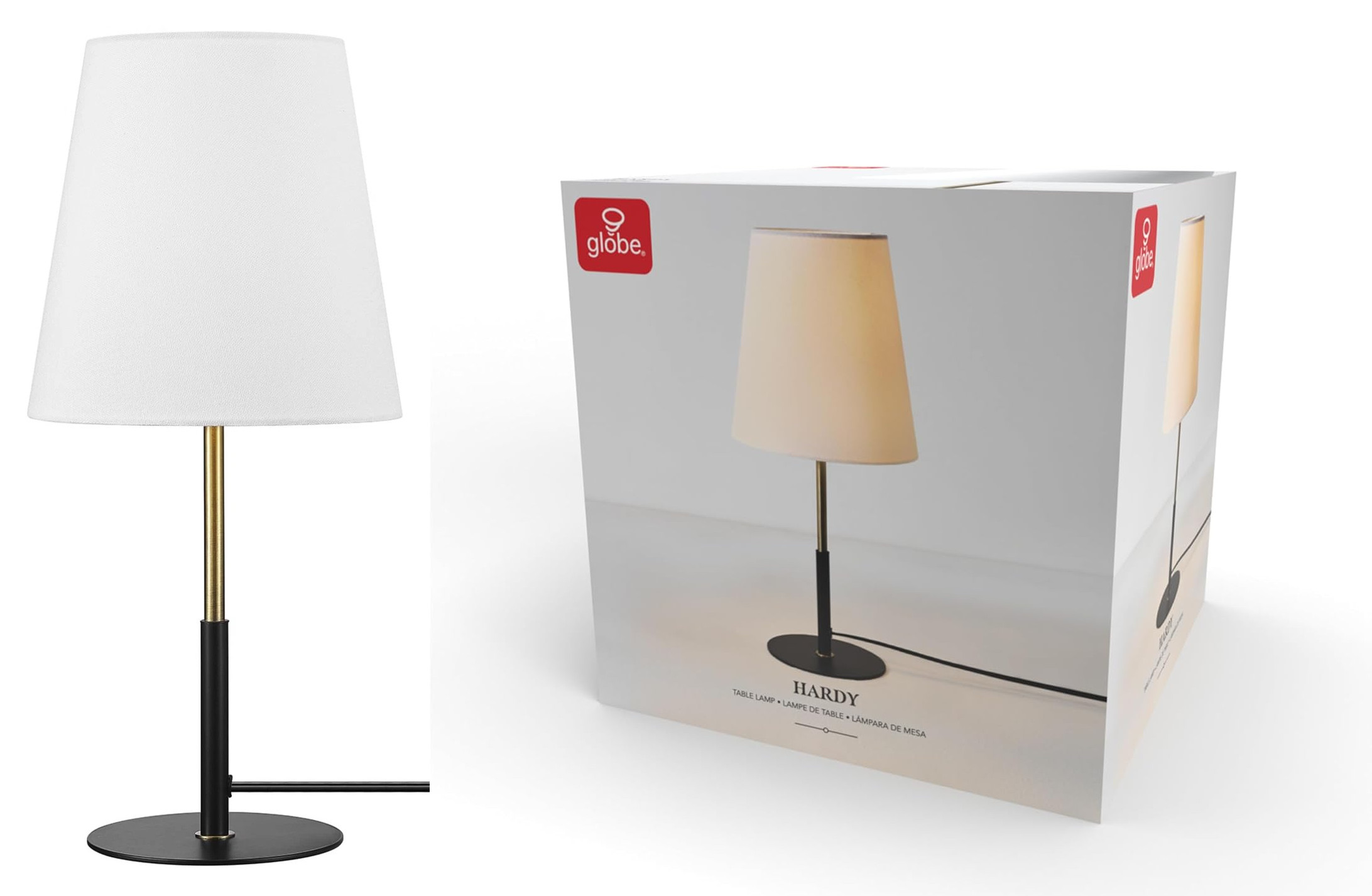 LAMP,  TABLE,  16H,  MATTE BLACK BASE,  WHITE LINEN SHADE,  COLOR