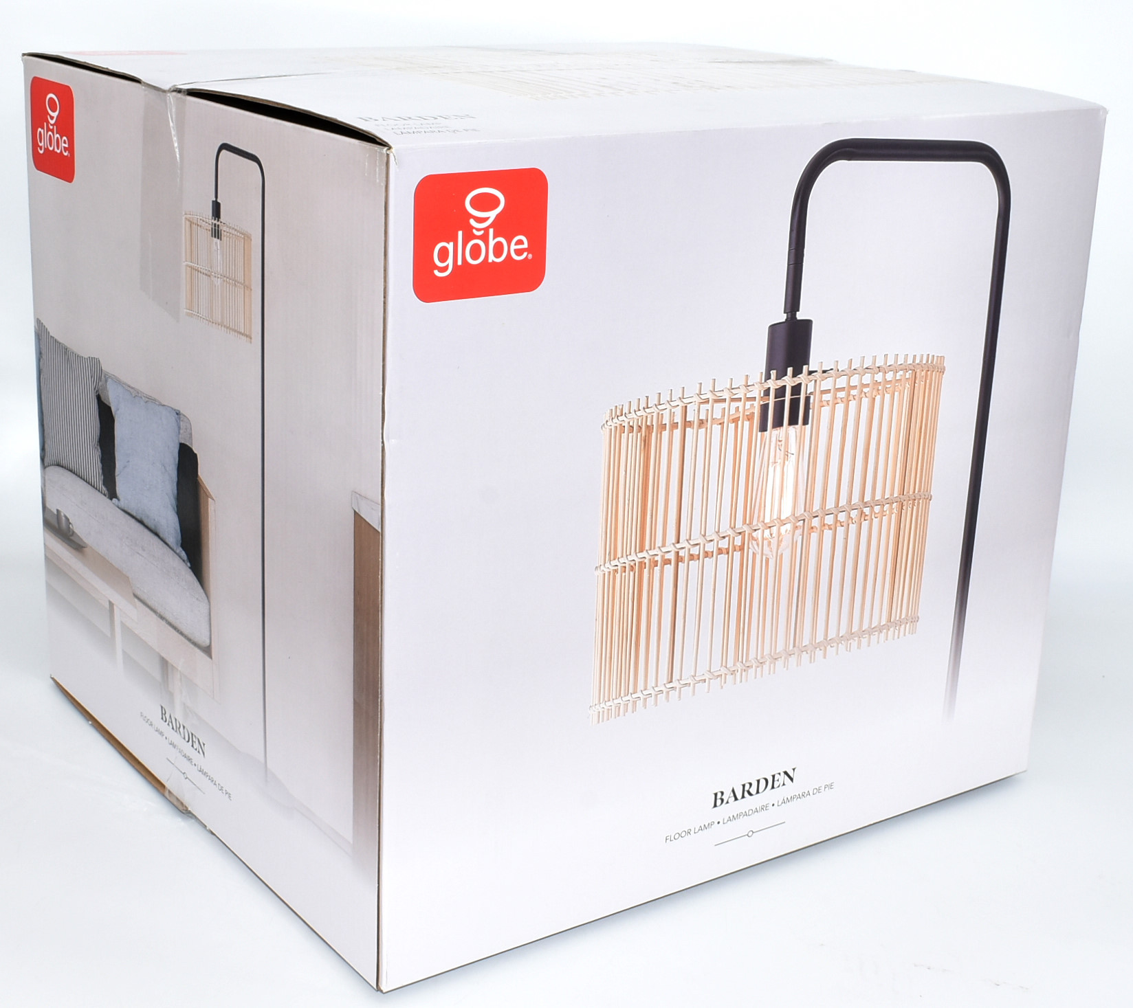 LAMP,  FLOOR,  58H,  BLACK BASE,  BAMBOO SHADE,  COLOR BOX,  CUL