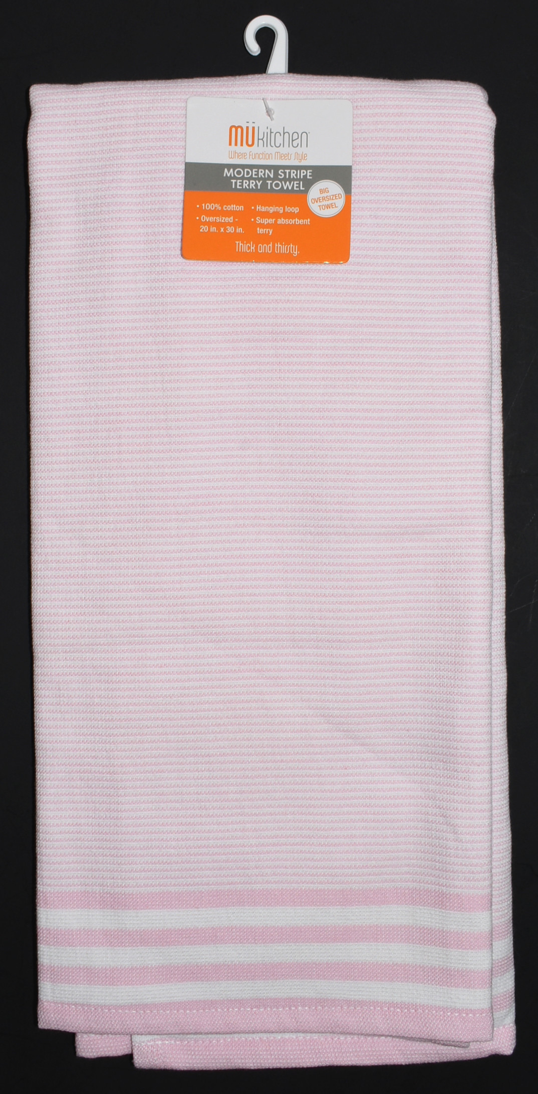 DISH TOWEL, PINK PETALS, MODERN TERRY STRIPE