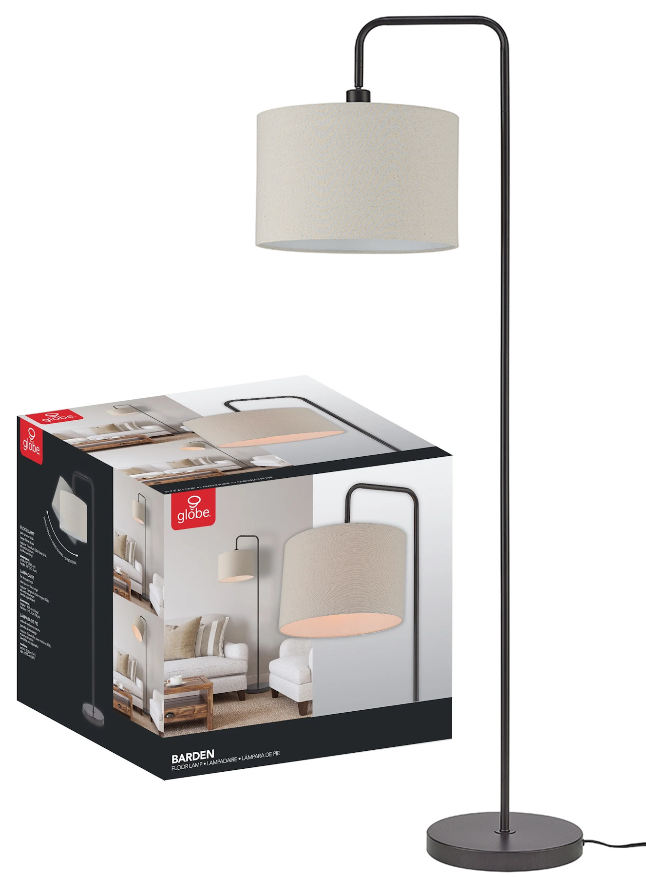LAMP,  FLOOR,  58H,  BRONZE BASE,  TAN SHADE, ROTARY SWITCH, CLR BX