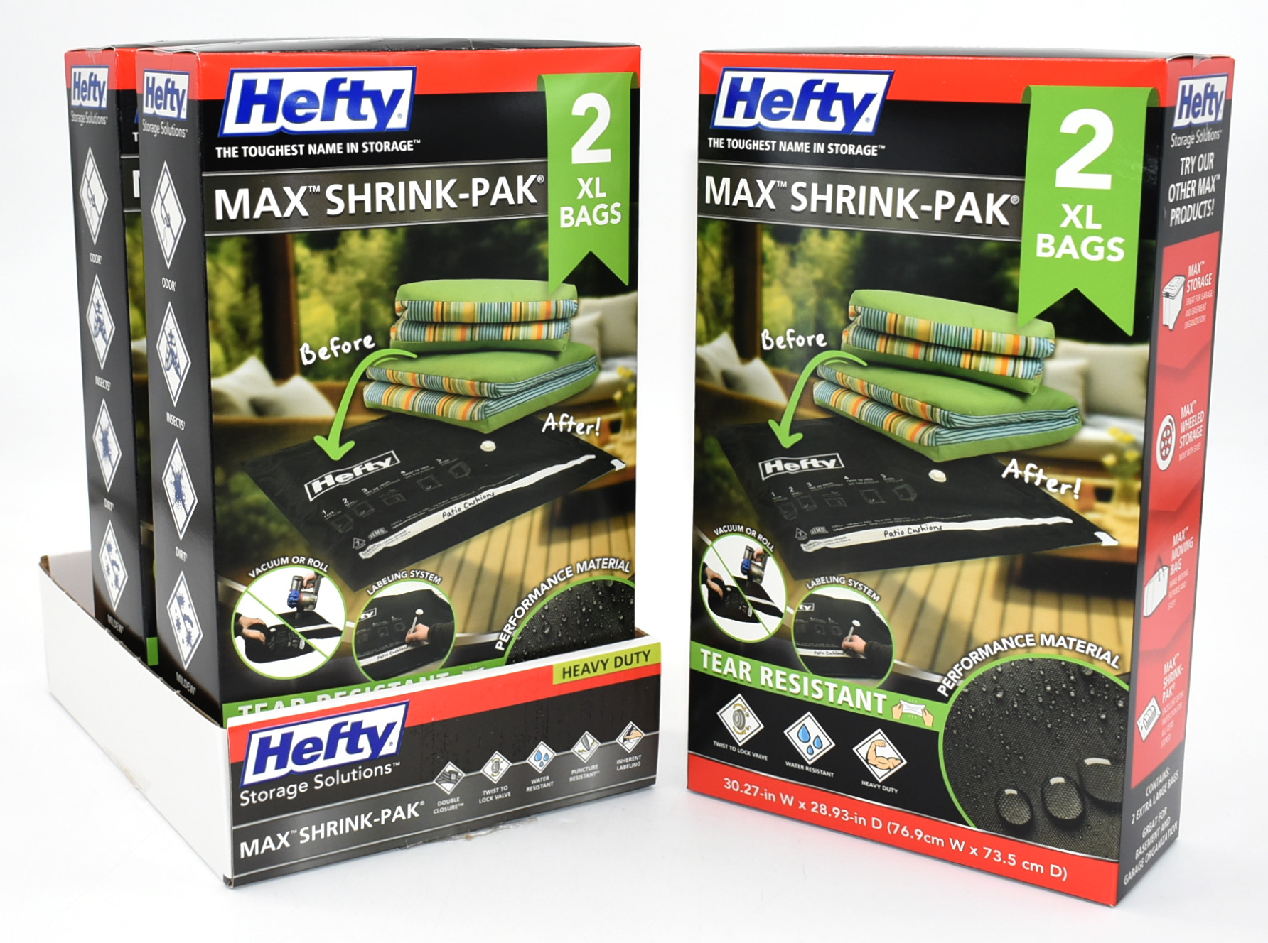 SHRINK PACK MAX 2PK XL BAGS HEFTY TEAR RESISTANT 30.2X28.9
