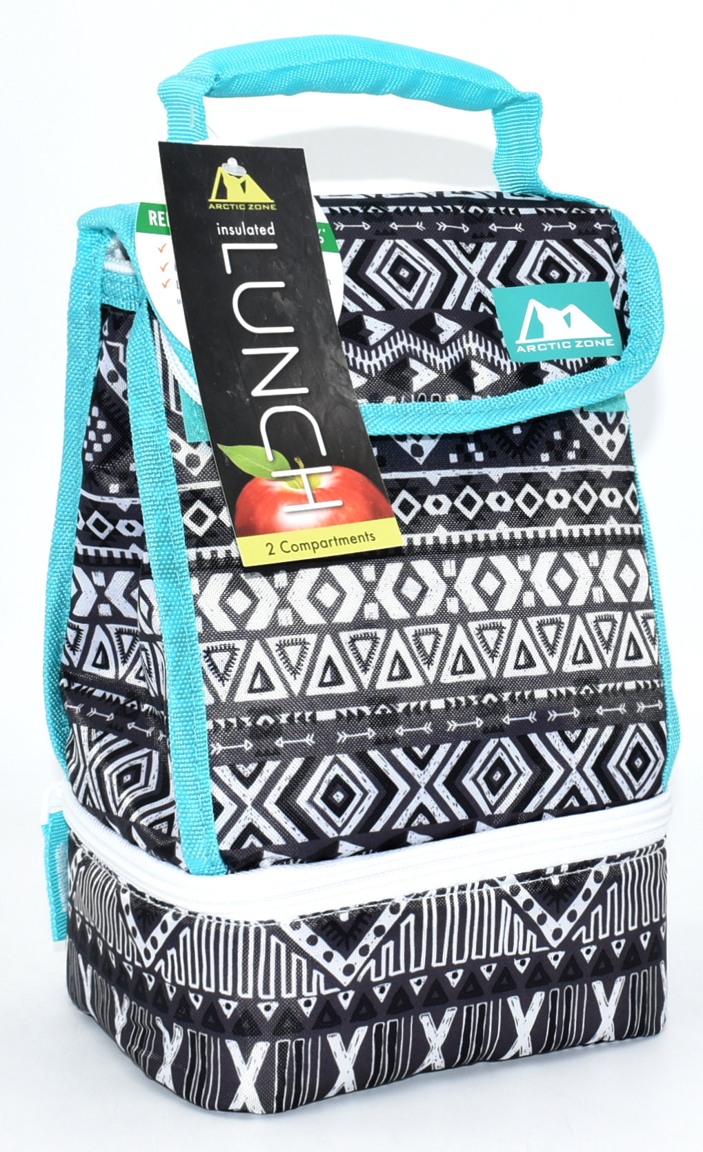 LUNCH BAG, BLACK AND WHITE,  TRIBAL