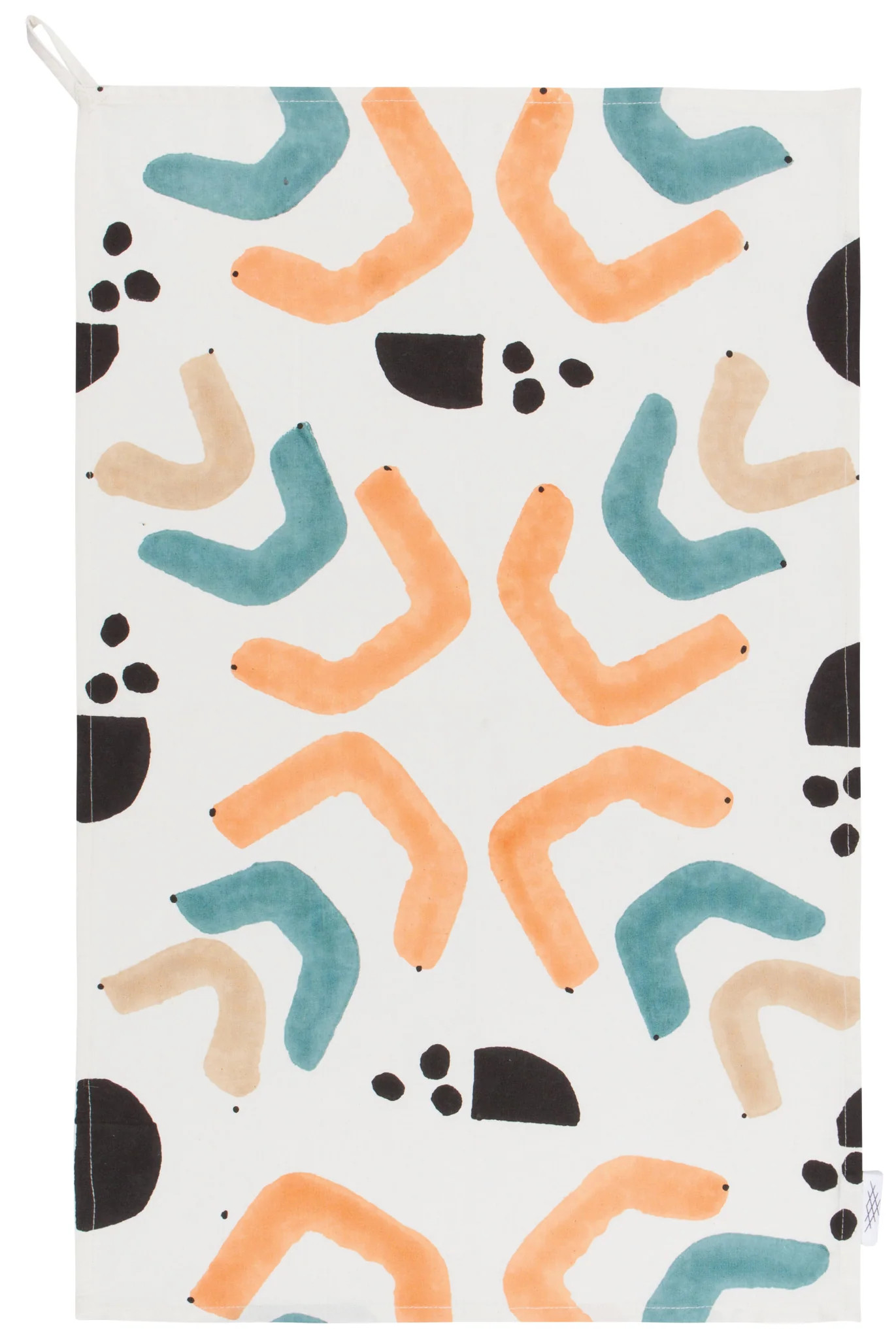 TEA TOWEL,  28X18,  BLOCK PRINT,  ECHO