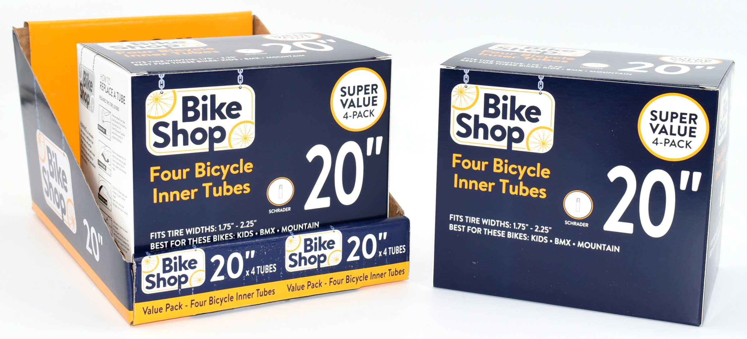 BICYCLE TUBE, 4PK, STANDARD, 20IN 1.75IN TO 2.25IN