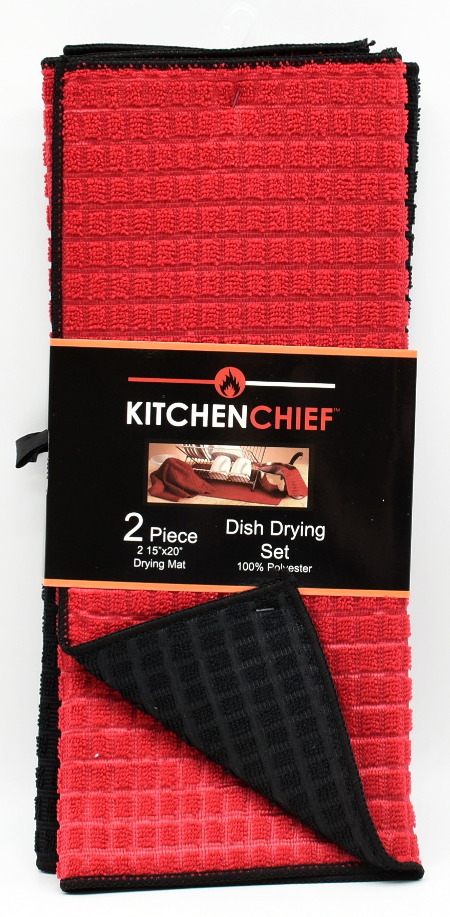 DRYING MAT,  2 PK,  15X20,  RED WITH BLACK BACK