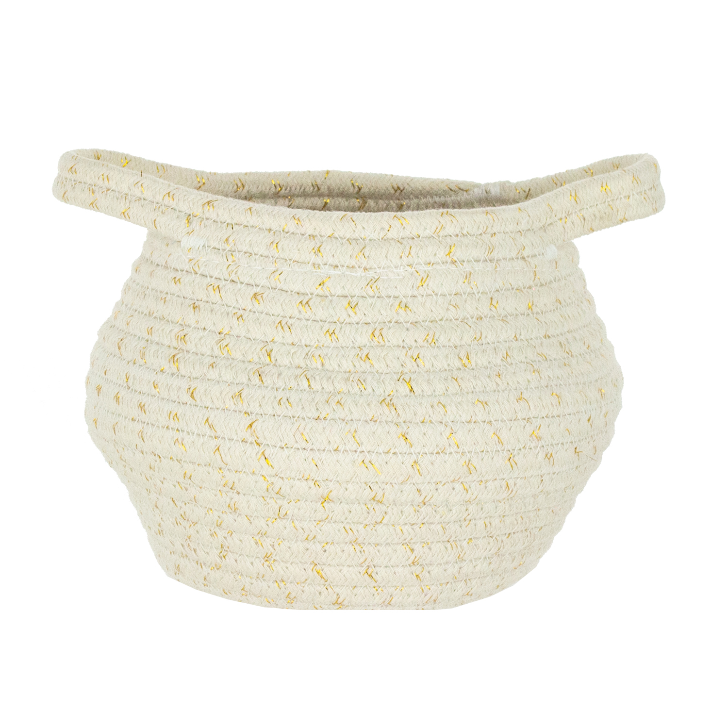 CABLE BASKET, 5IN, GOLD SHIMMER,  ROPE FABRIC W/LINER