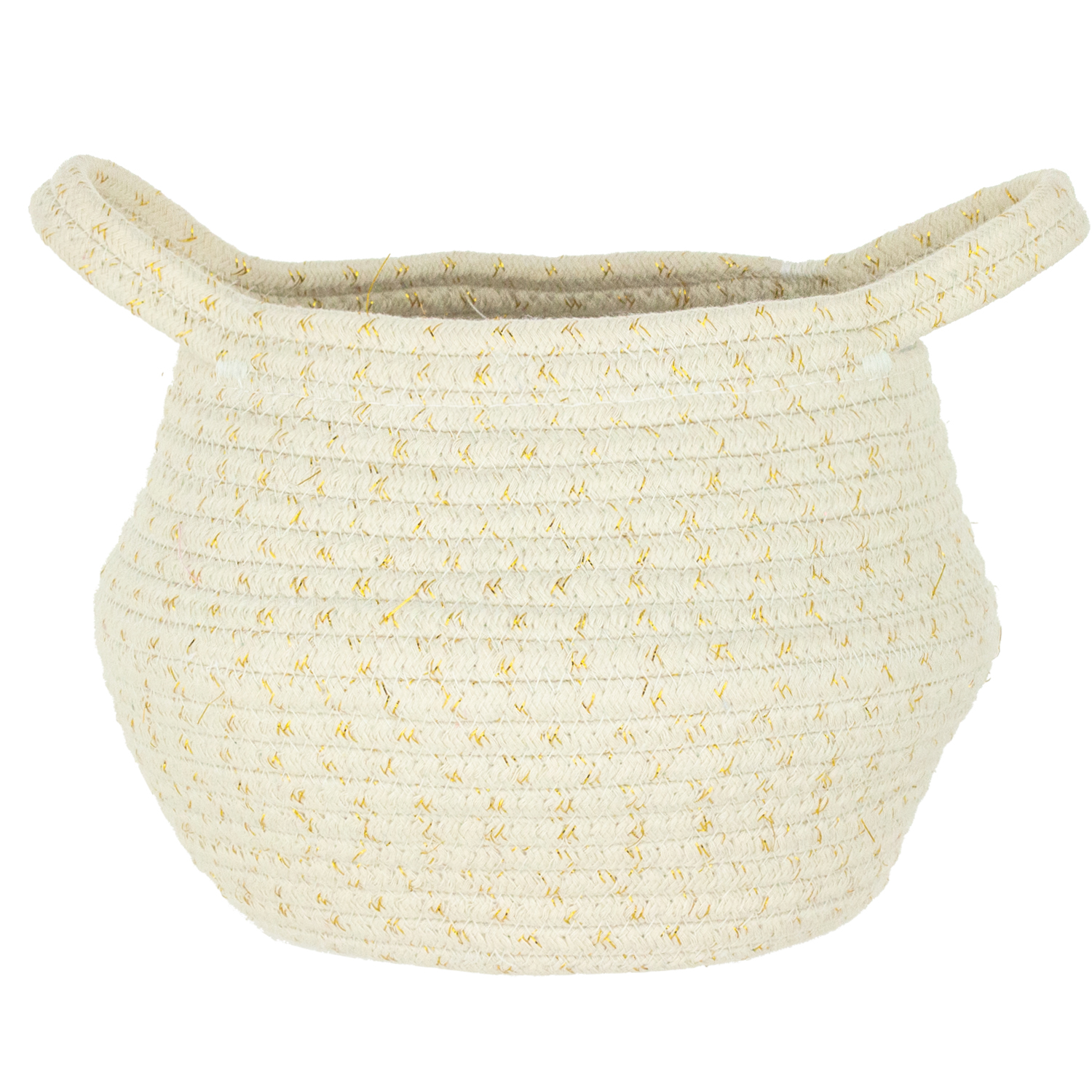 CABLE BASKET, 7IN, GOLD SHIMMER,  ROPE FABRIC W/LINER