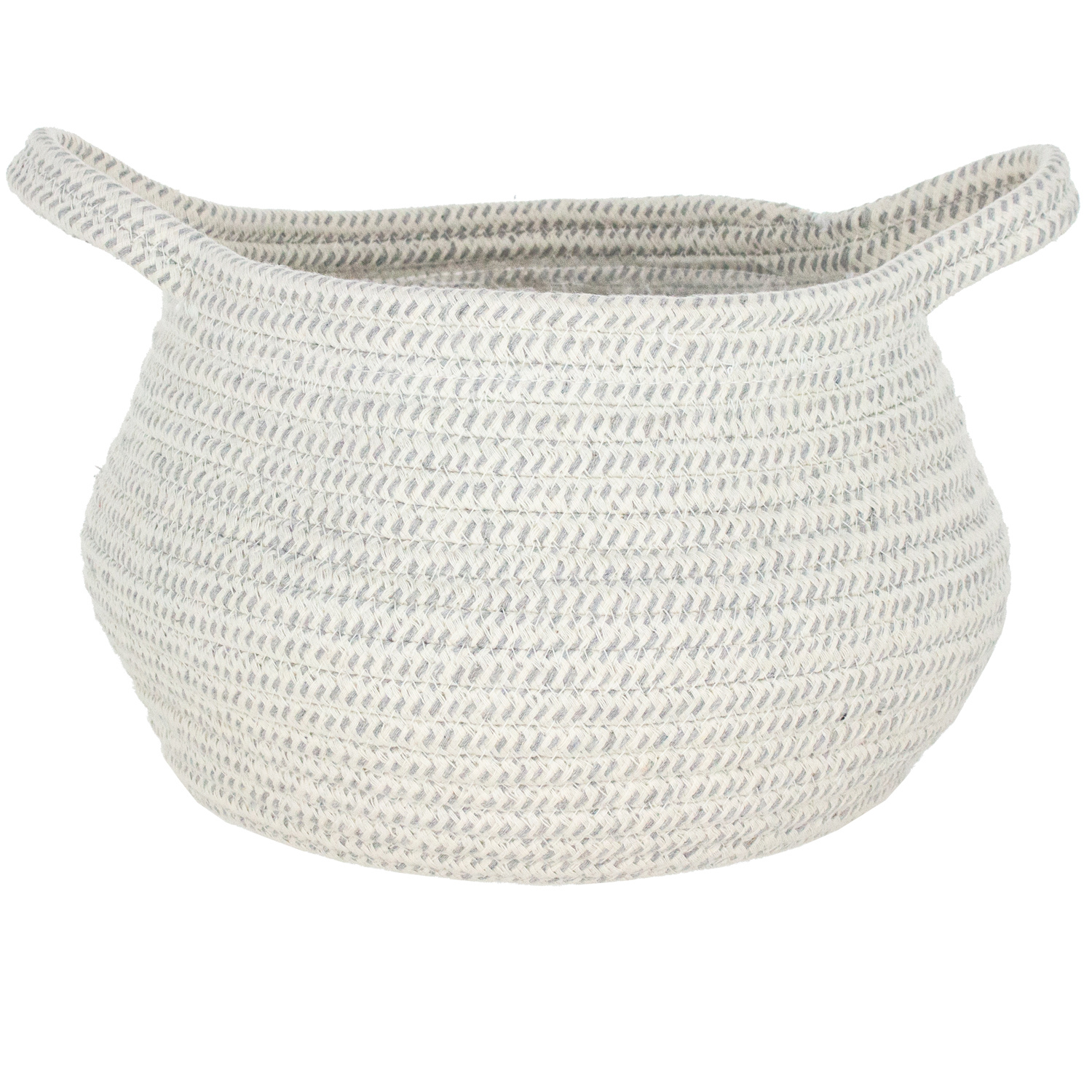 CABLE BASKET, 8.5IN, HEATHERED GREY, ROPE FABRIC W/LINER