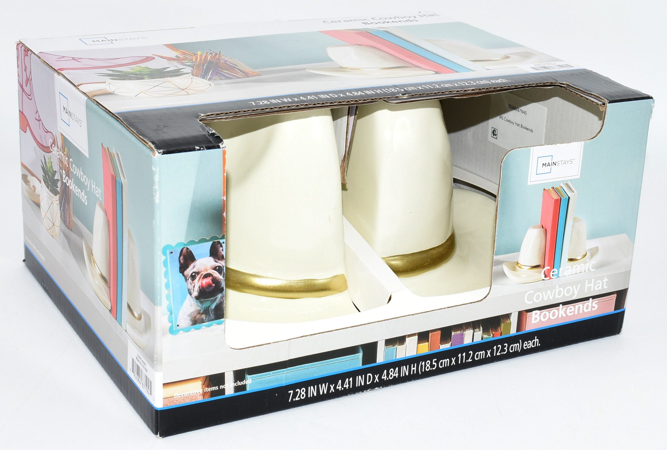 BOOKENDS, COWBOY HAT, CERAMIC,  7.28X4.84IN
