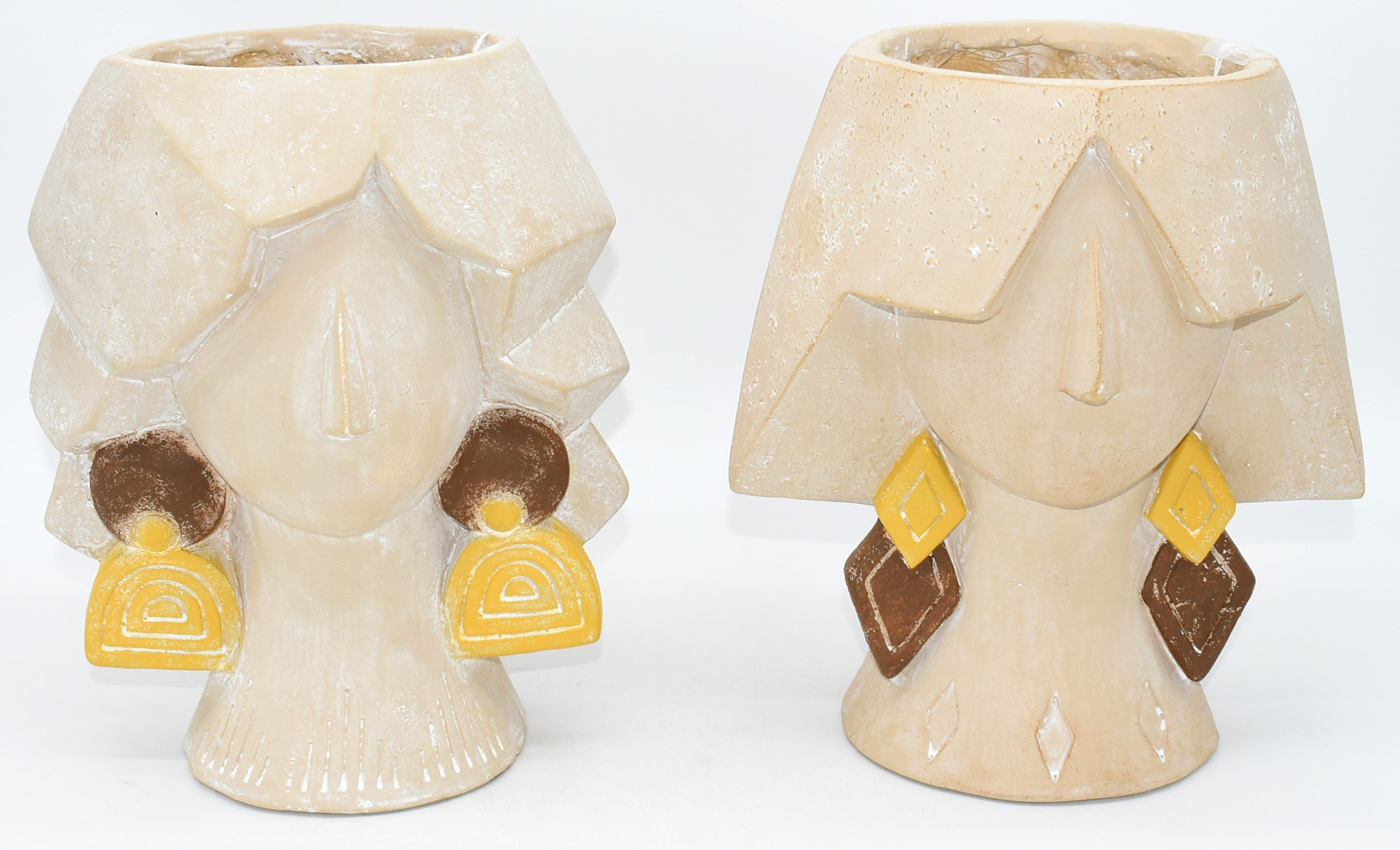 PLANTER,  9X7X10,  GIRL WITH EARRINGS,  ASST STYLES,  YELLOW