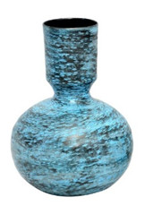 VASE,  8X8X11,  BLUE,  METAL,  FLUTED
