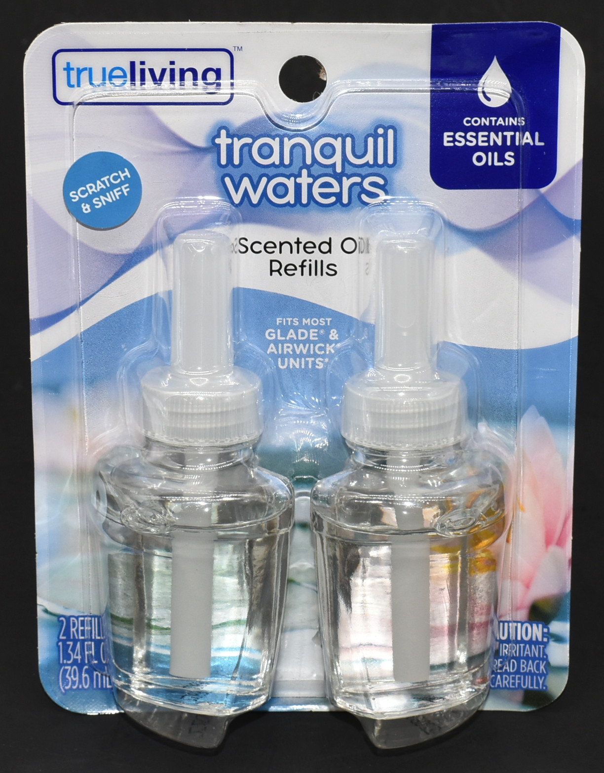 SCENTED OIL REFILL, 2PK, .67OZ,  TRANQUIL WATERS, TRUE LIVING