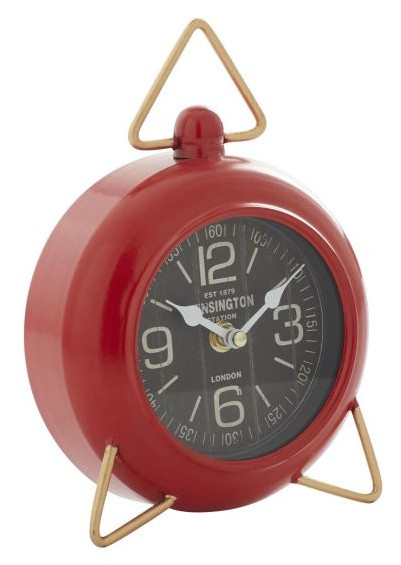 CLOCK,  TABLE TOP,  6X9,  RED,  METAL
