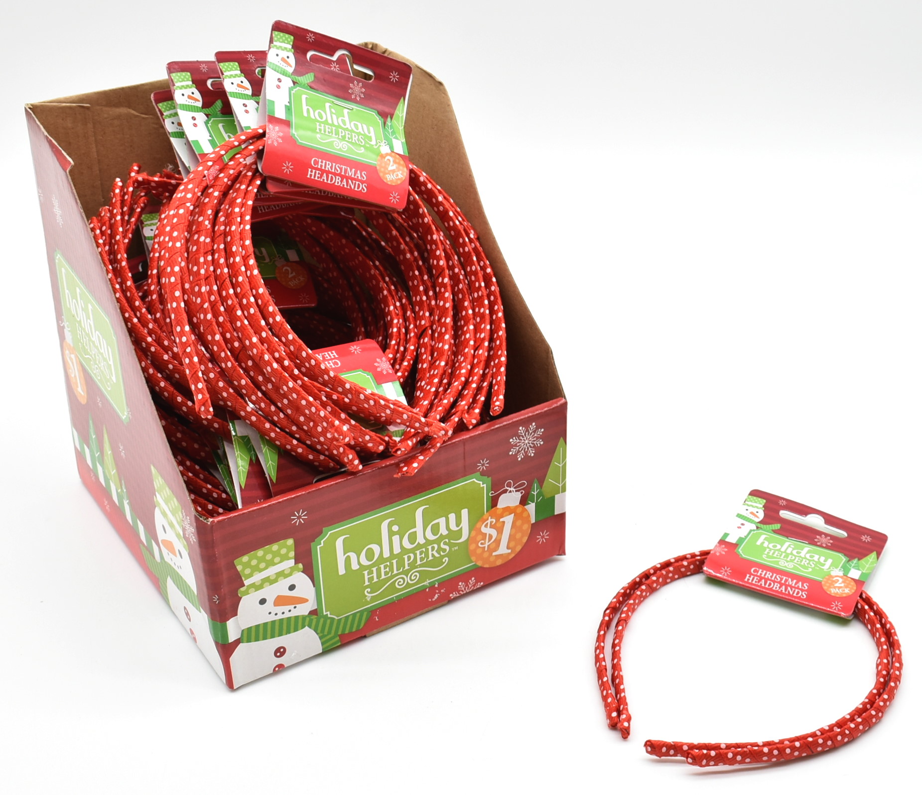 HEADBAND,  2PK. CHRISTMAS PDQ OF 24