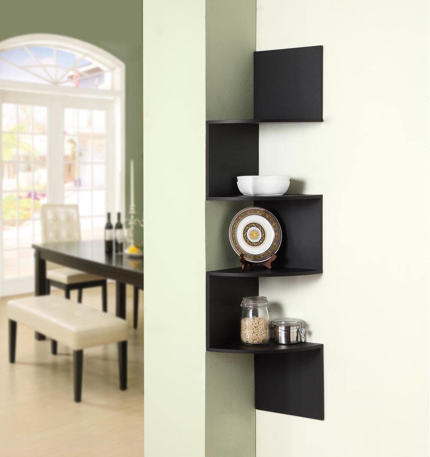 SHELF,  WALL,  CORNER,  12X12X54 BLACK,  WOOD