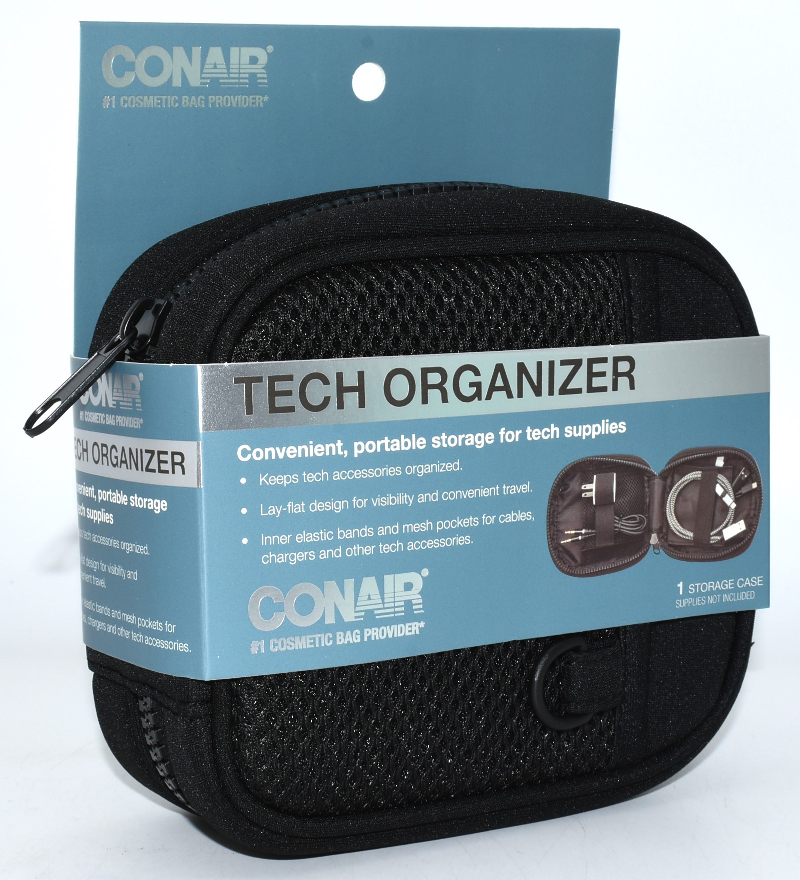 ORGANIZER,  TECH,  2X6X6,  PHONE CORDS,  BLACK,  CONAIR, NO CANADA