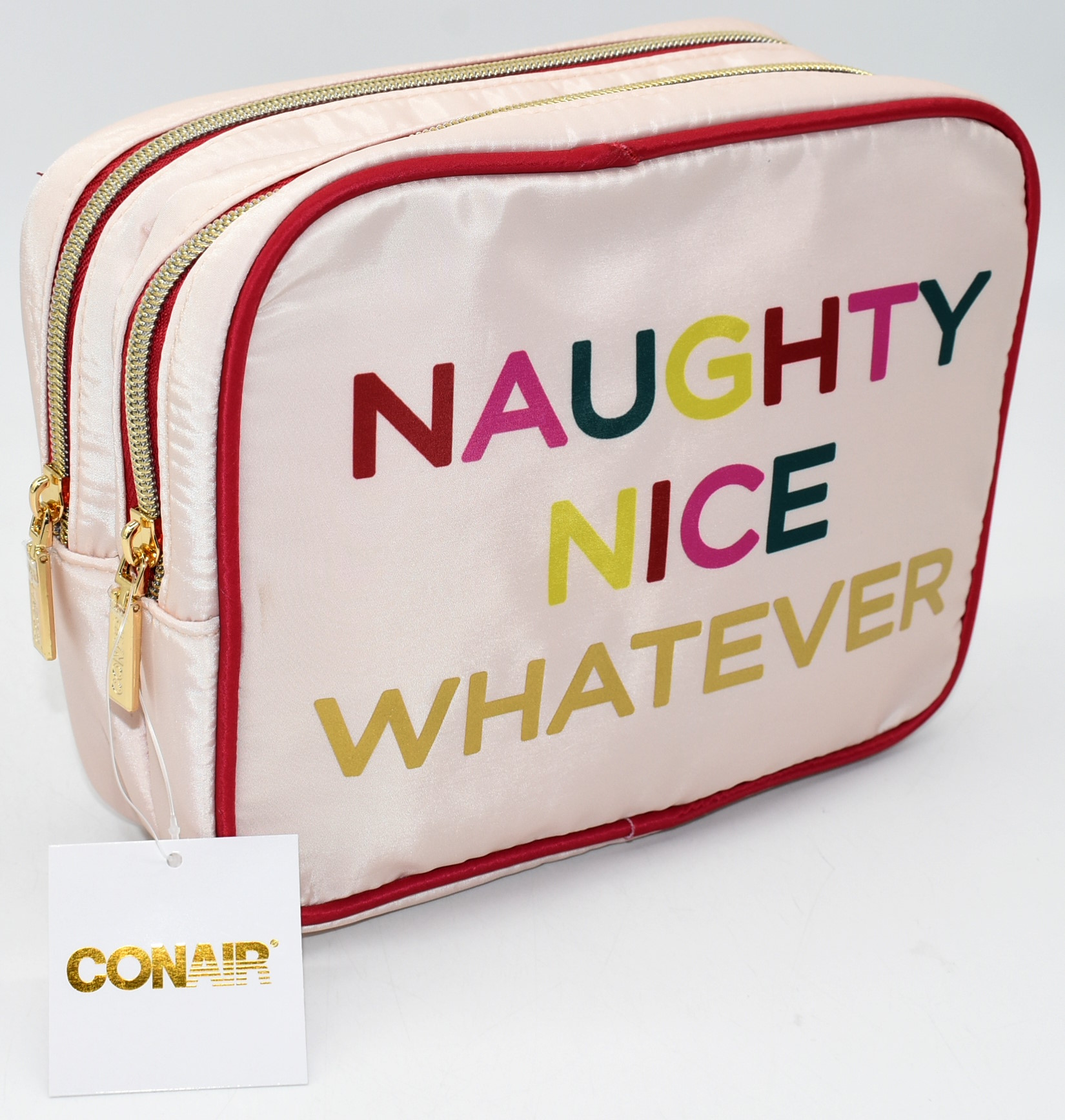 ORGANIZER,  COSMETIC, DOUBLE ZIP 3X9X7, CONAIR, NO CANADA, NAUGHTY