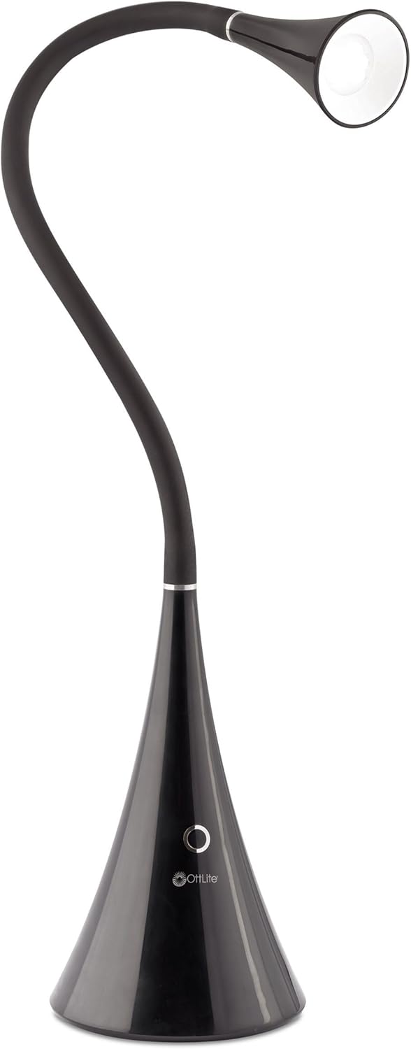 LAMP DESK LED FLEXNECK BLACK W/USB CHARGING BROWN BOX,  CUL