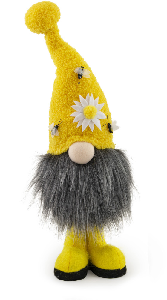 GNOME,  HONEY BEE,  STANDING,  PLUSH, WEIGHTED, 6.5 X 5 X 16 IN