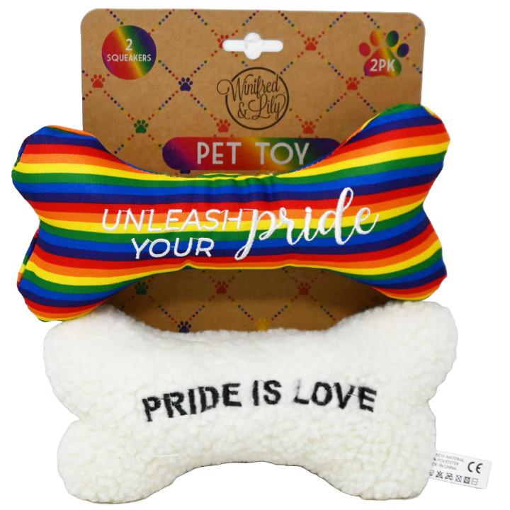 PET TOYS, 2PK, RAINBOW, IVORY SHERPA, PRIDE IS LOVE, WOVEN