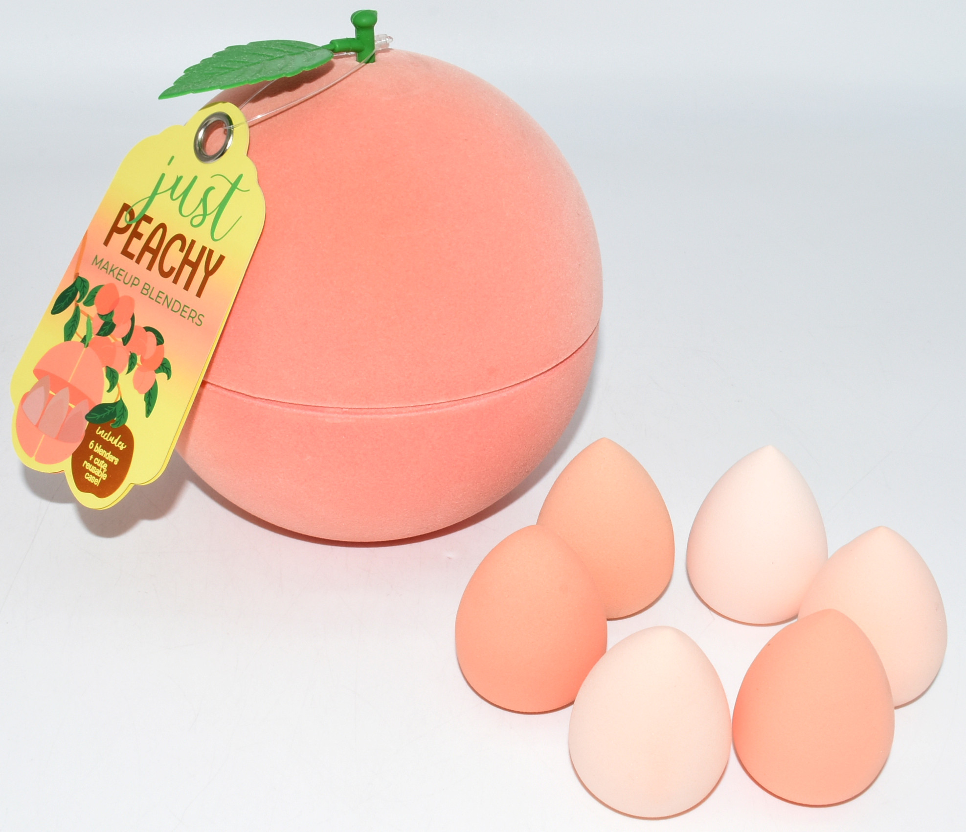 MAKE UP BLENDERS,  6PK,  PEACH SHAPED CASE