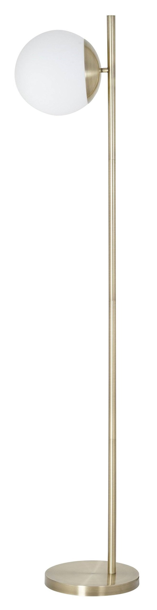 LAMP,  FLOOR,  65H,  GLASS BALL SHADE,  SILVER BASE,  BROWN BOX