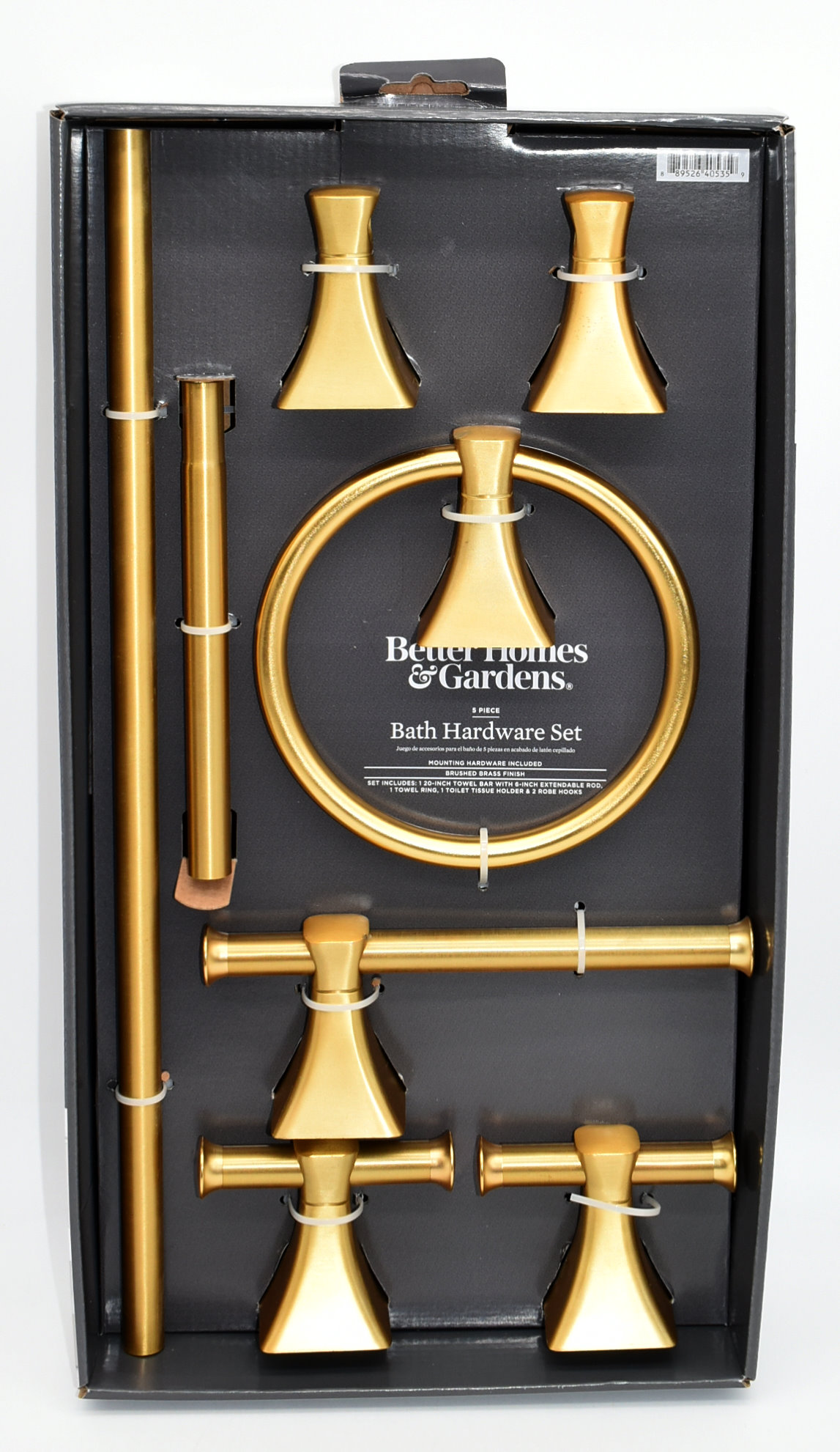 HARDWARE SET, BATH, 5 PC, BRUSHED BRASS,  BETTER HOMES & GARDENS