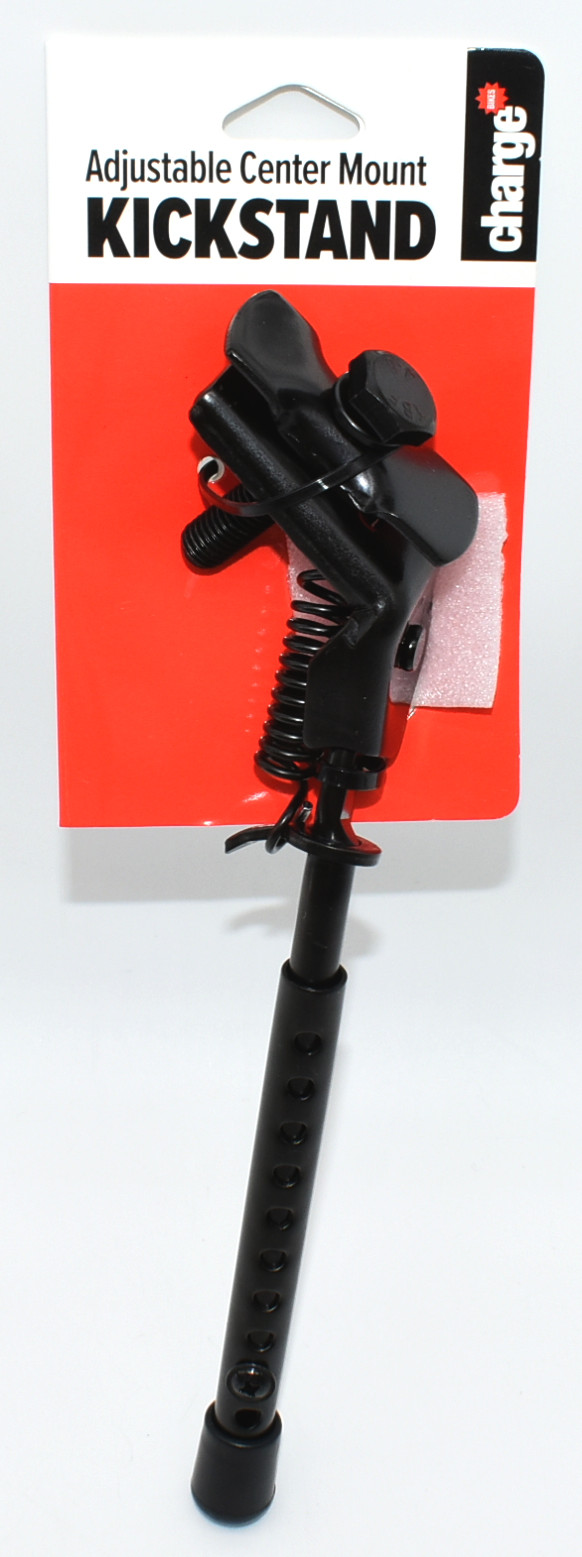 BIKE KICKSTAND, BLACK, CENTER SPRING, CHARGE