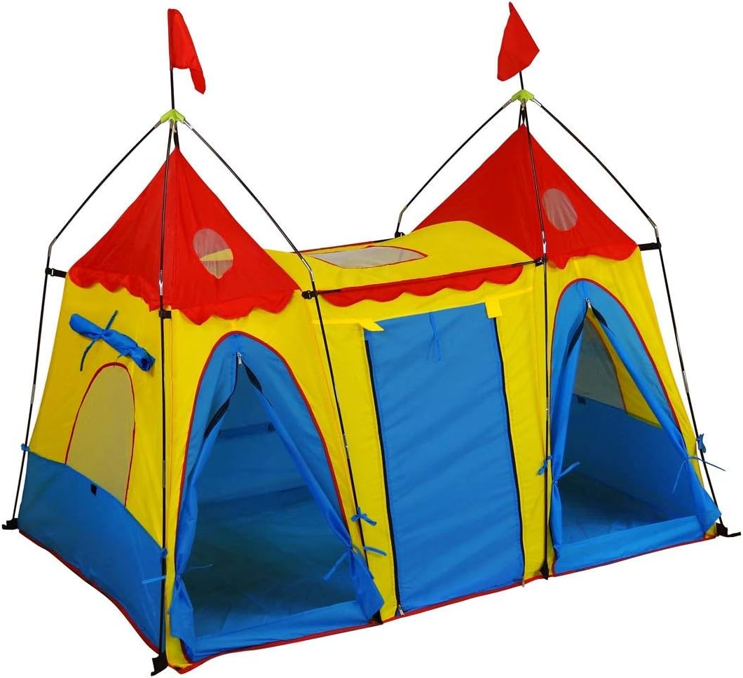PLAY TENT, FANTASY PALACE, RED,  2 CASTLE TOWERS, 72X48X48IN