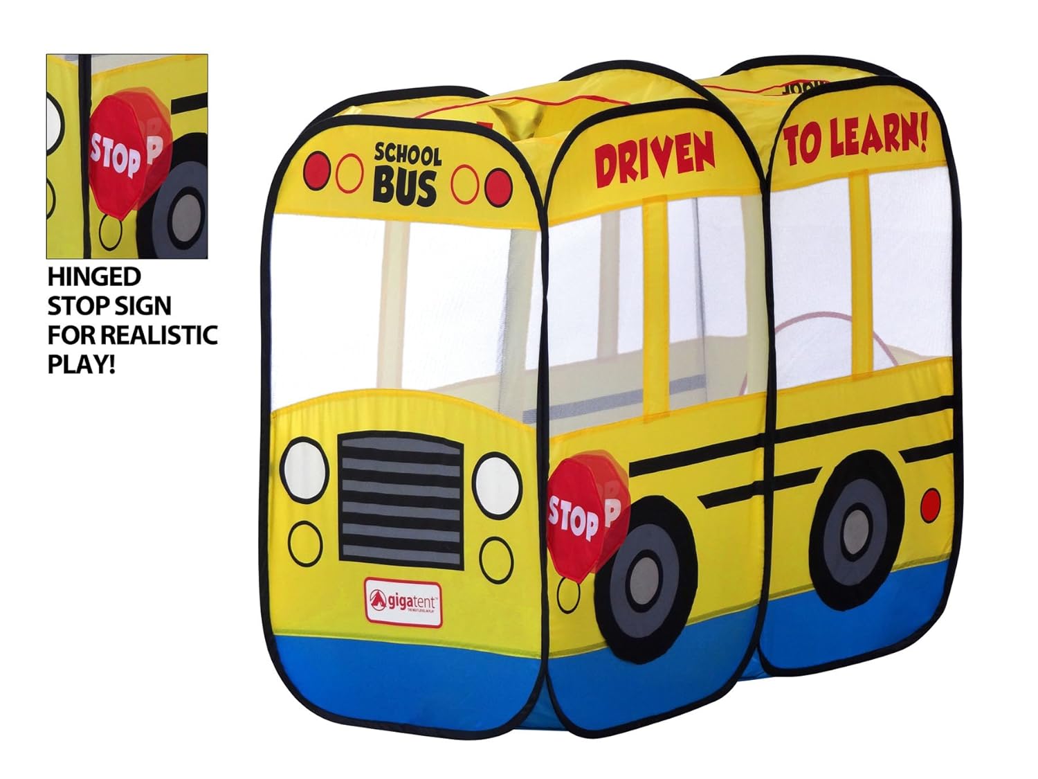 PLAY TENT, SCHOOL BUS, PUP UP,  WINDOWS, FLAP ENTRANCE, 46X23X38