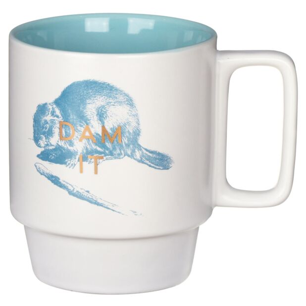 MUG,  COFFEE,  CERAMIC,  12 OZ,  DAM IT,  BEAVER,  NO CALIFORNIA